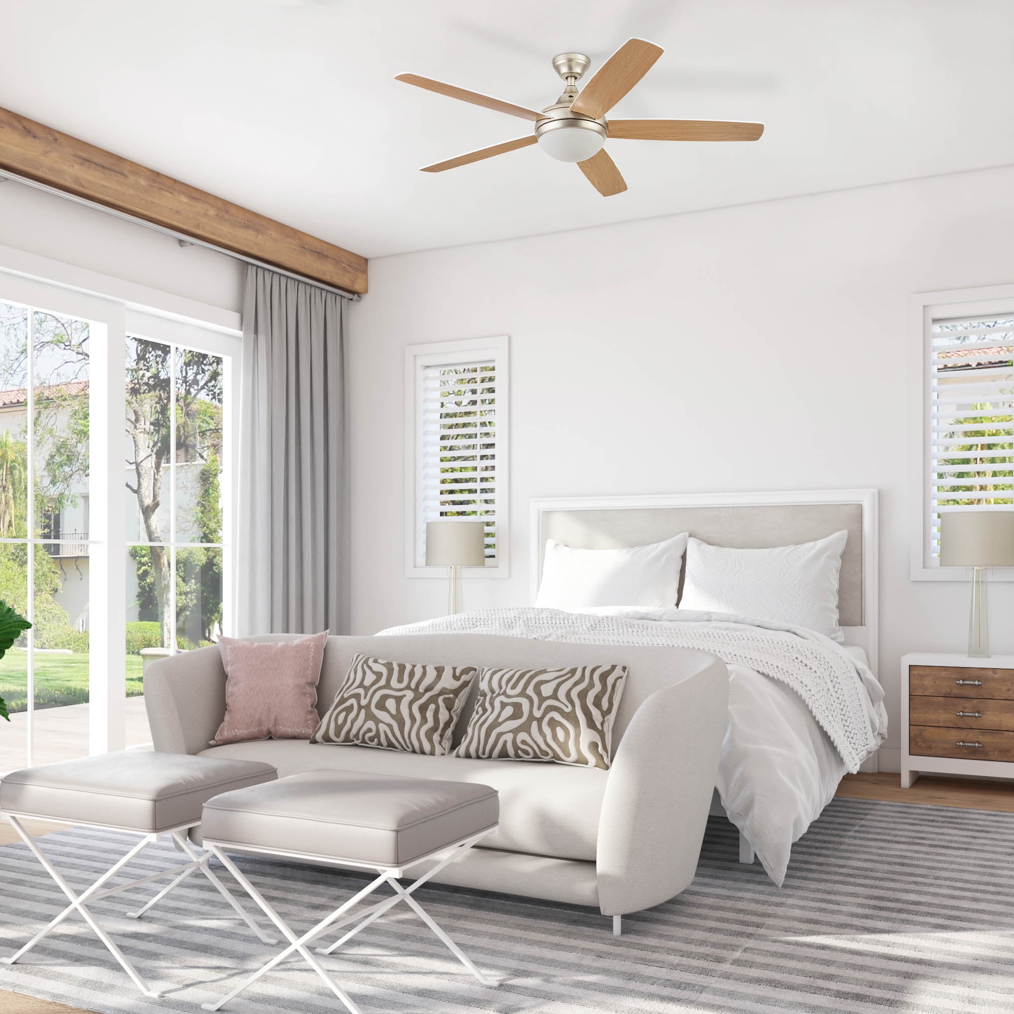 Prominence Home Ashby 52 in Ceiling Fan with LED Light and Remote Control (Soft Gold, 5 Blades) 6yta0