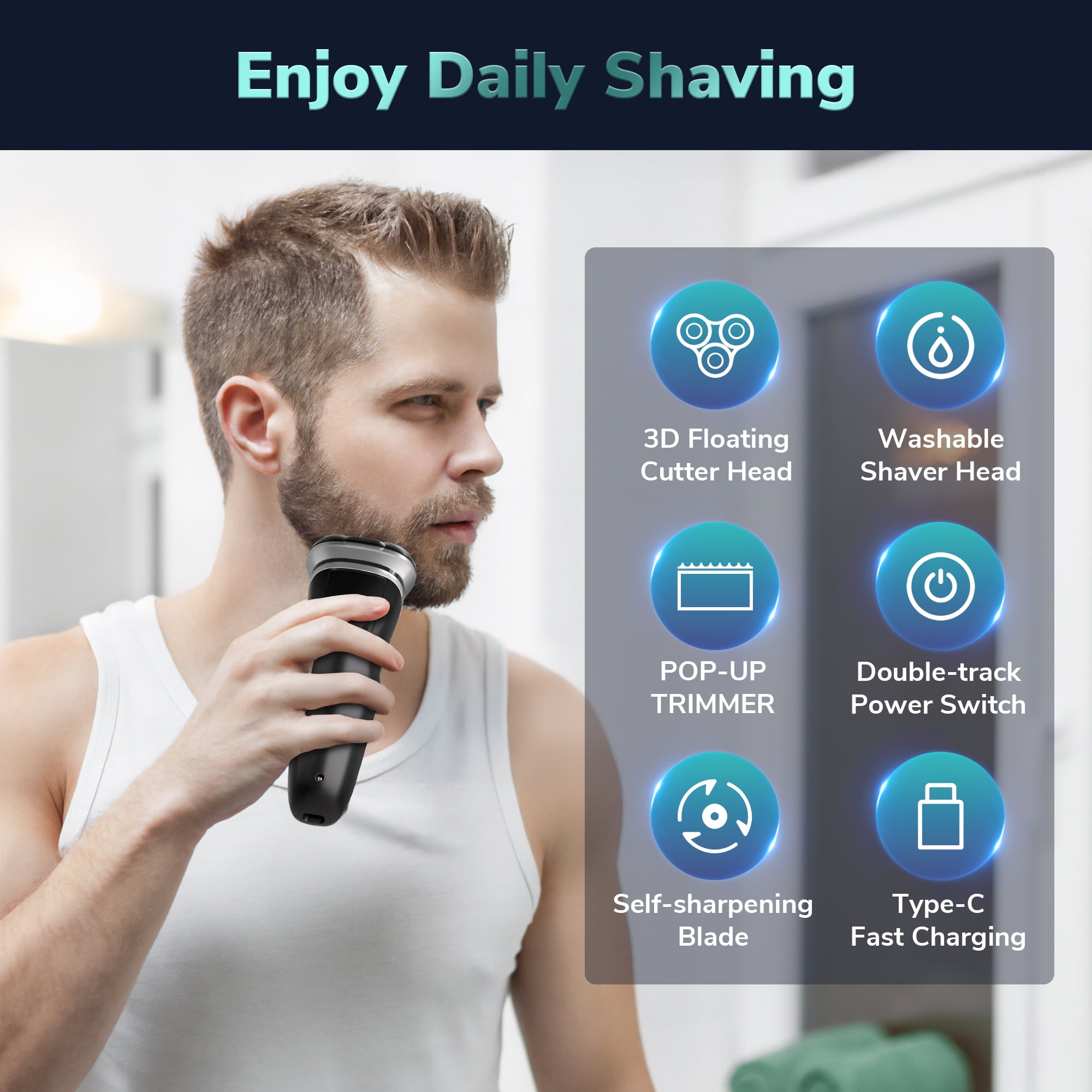 MICHPONG Electric Razor for Men, Rechargeable Shaver with Pop-up Trimmer and LED Display (Grey, 1 Count) 6bhmu