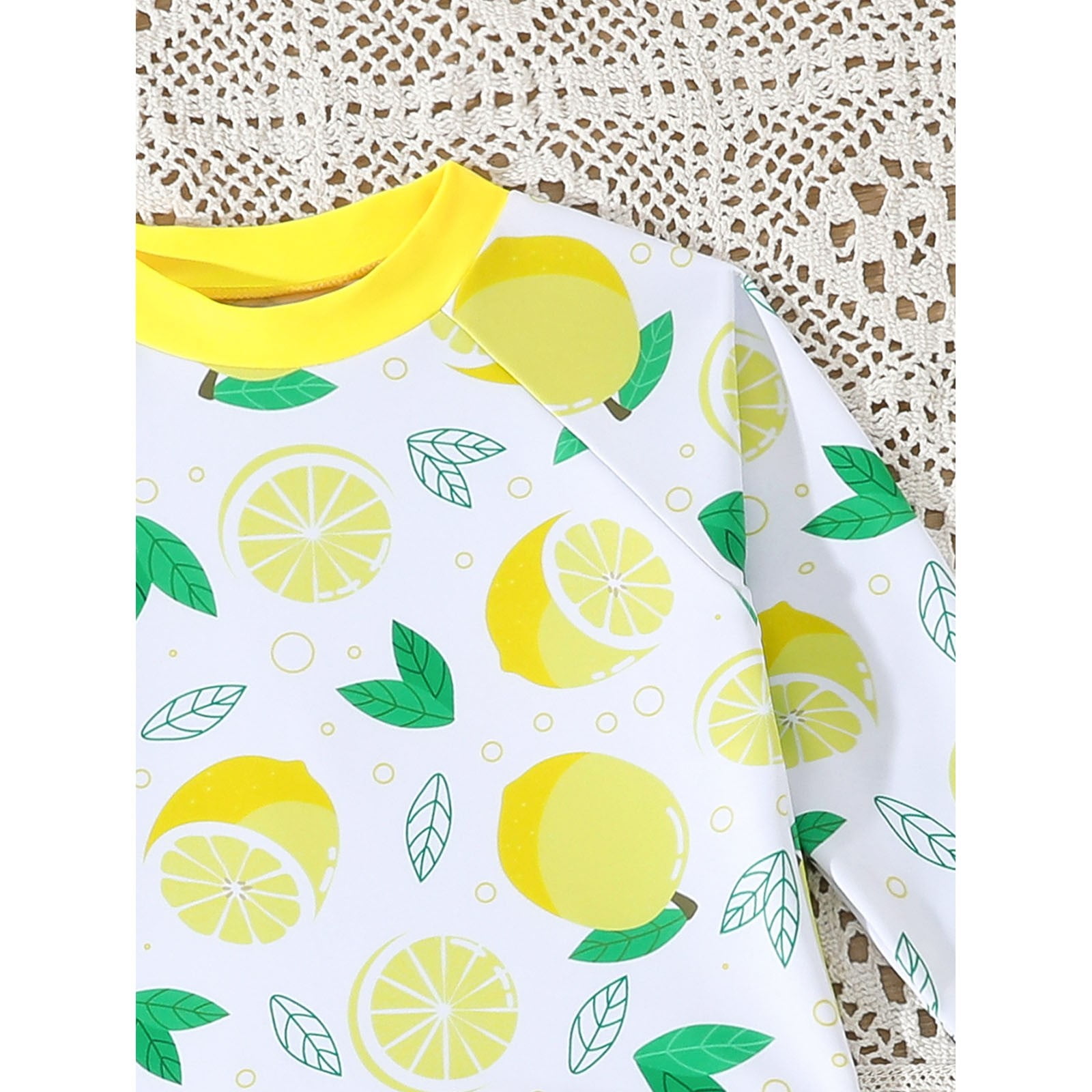 Bobifish Toddler Girls Rash Guard Swimsuit Floral Print Long Sleeve 2-Piece Set (Yellow, 2T) o8vet