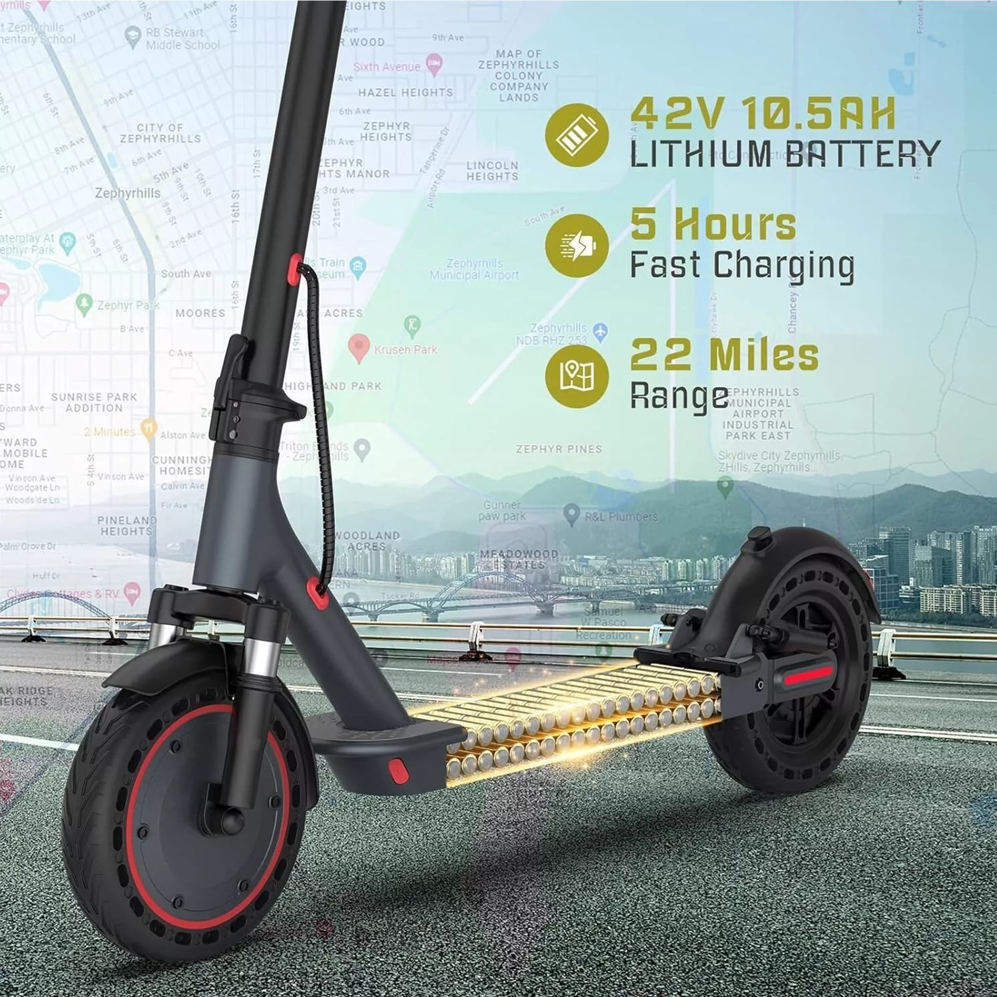 Generic Electric Scooter for Adults, 500W Motor, 22 MPH Max Speed, Foldable Commuter Scooter (Gray, 36 lb) 37cbr