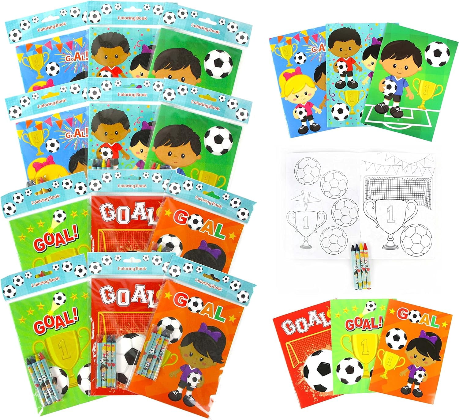 Tinymills Soccer Themed Coloring Books Activity Set for Kids (12 Books, 48 Crayons, 9 in x 7 in) svd1a