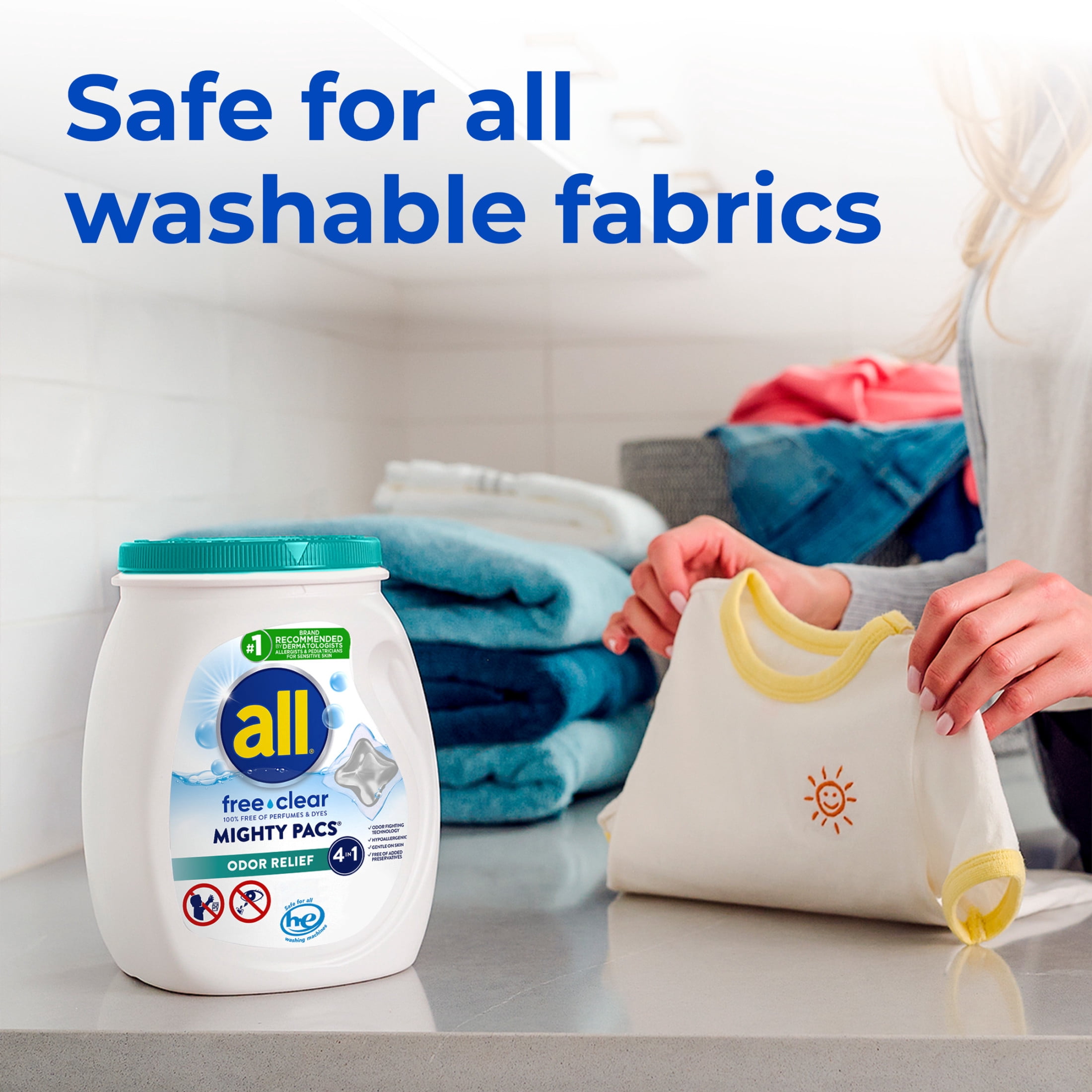 all Free Clear Mighty Pacs Odor Relief Laundry Detergent (Clear, 56 Count) 7yyq4