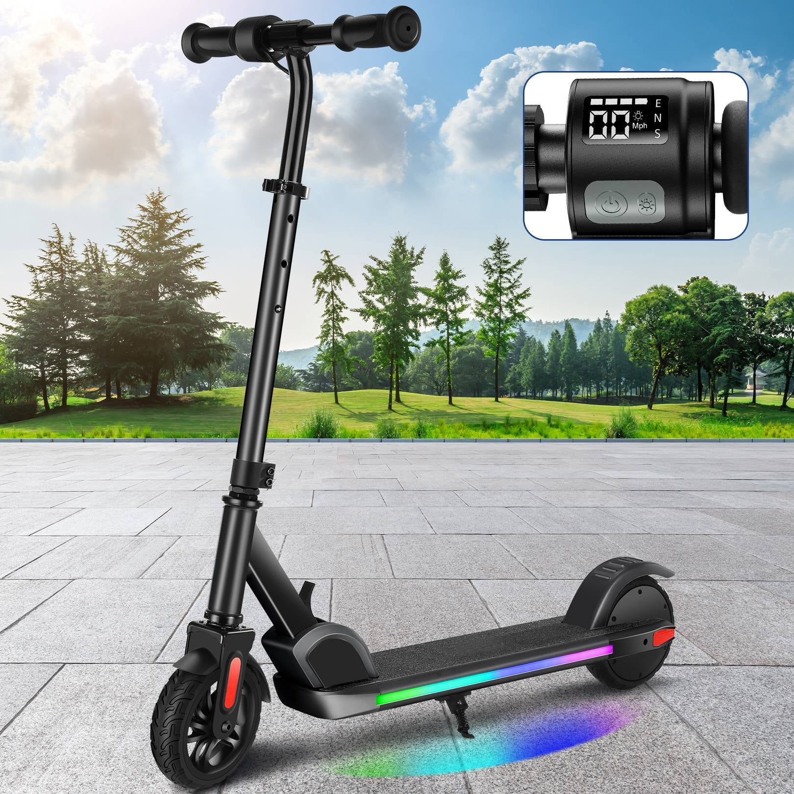 SANOPY 150W Electric Scooter for Kids, Adjustable Height & Speed, LED Display, Foldable (Black, 132 lb Max Load) fk3vk