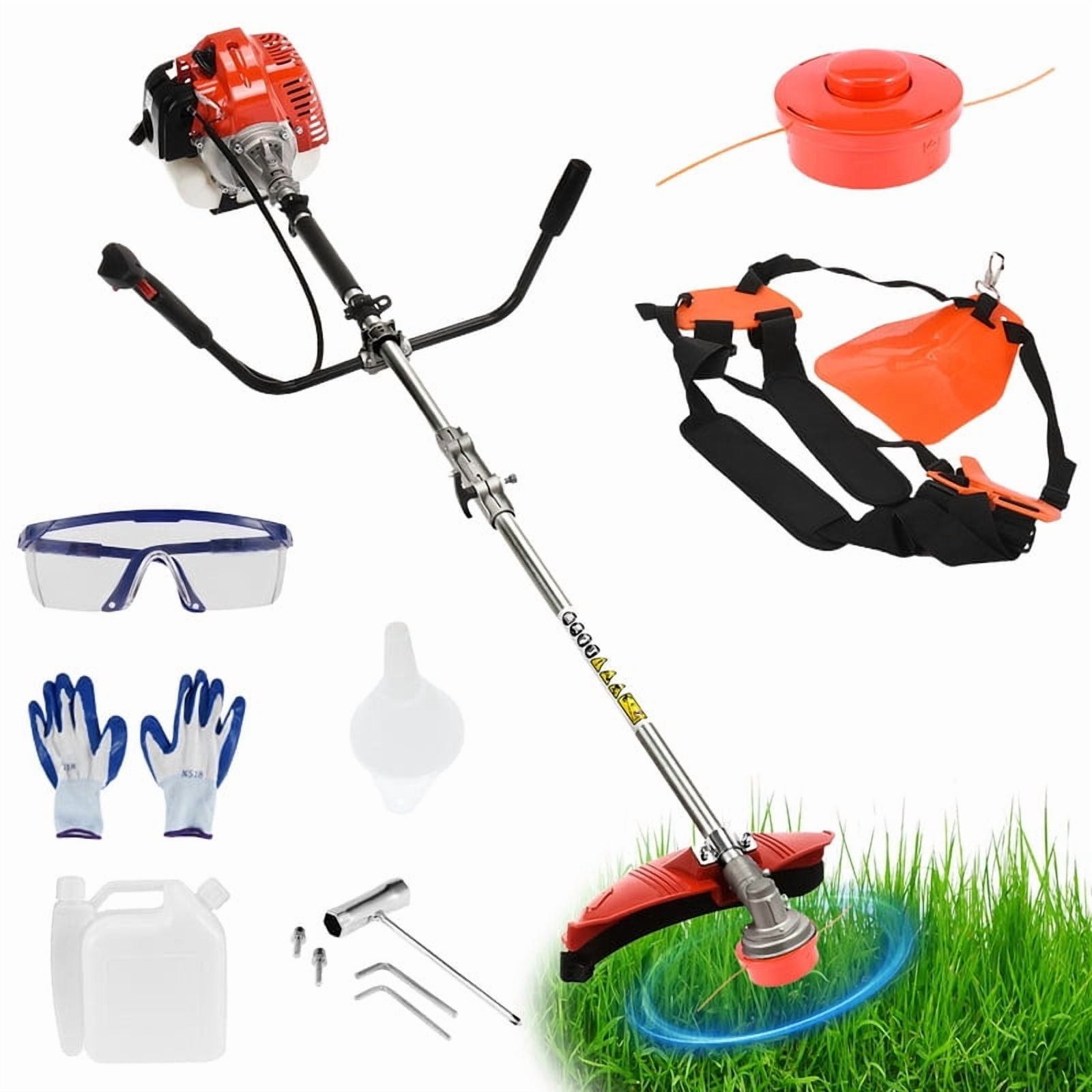 YNCE 52cc Gas Powered String Trimmer and Brush Cutter 3-in-1 Lawn Edger (Red, 52cc Engine) 978zh