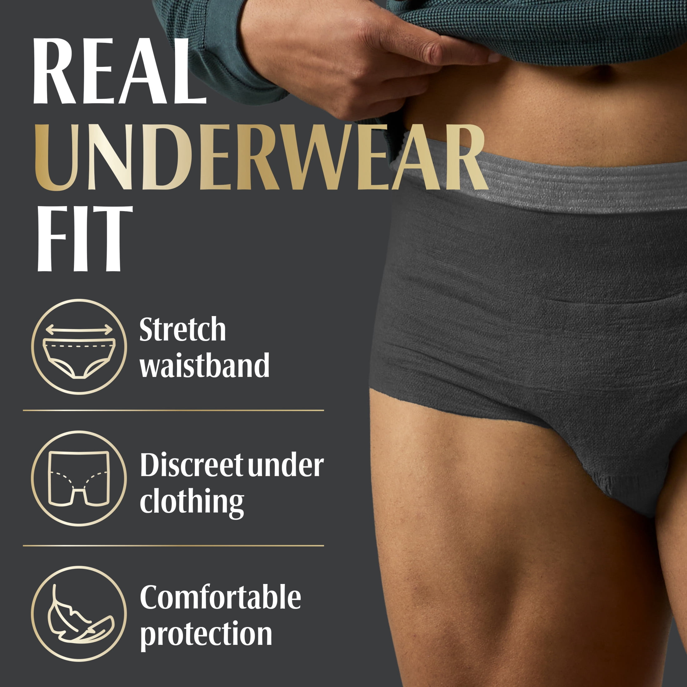 Depend Real Fit Incontinence Underwear for Men (Black, S/M, 56 Count) ie8qu