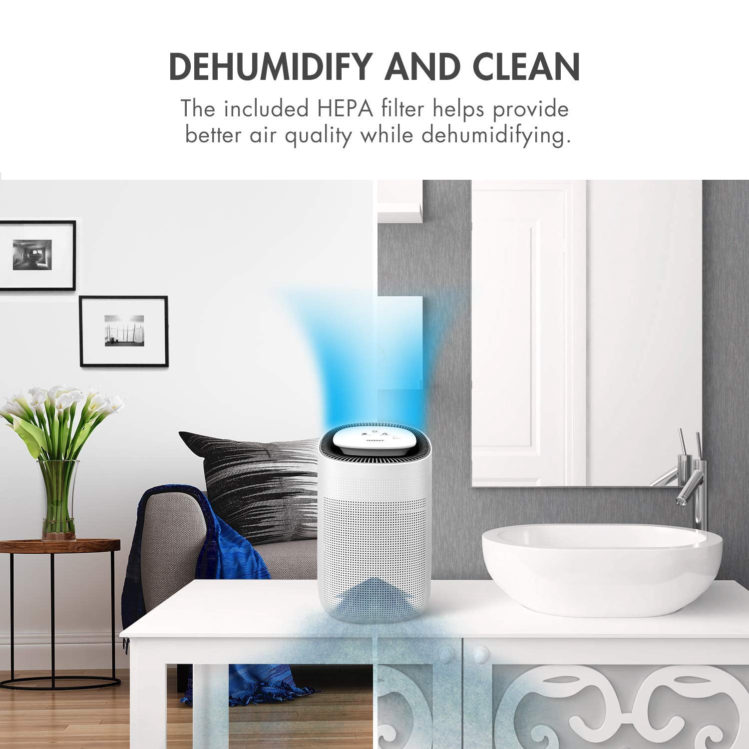 Tenergy Dehumidifier with HEPA Filter and Automatic Shutoff (White, 25.36 fl oz) 1ee3r