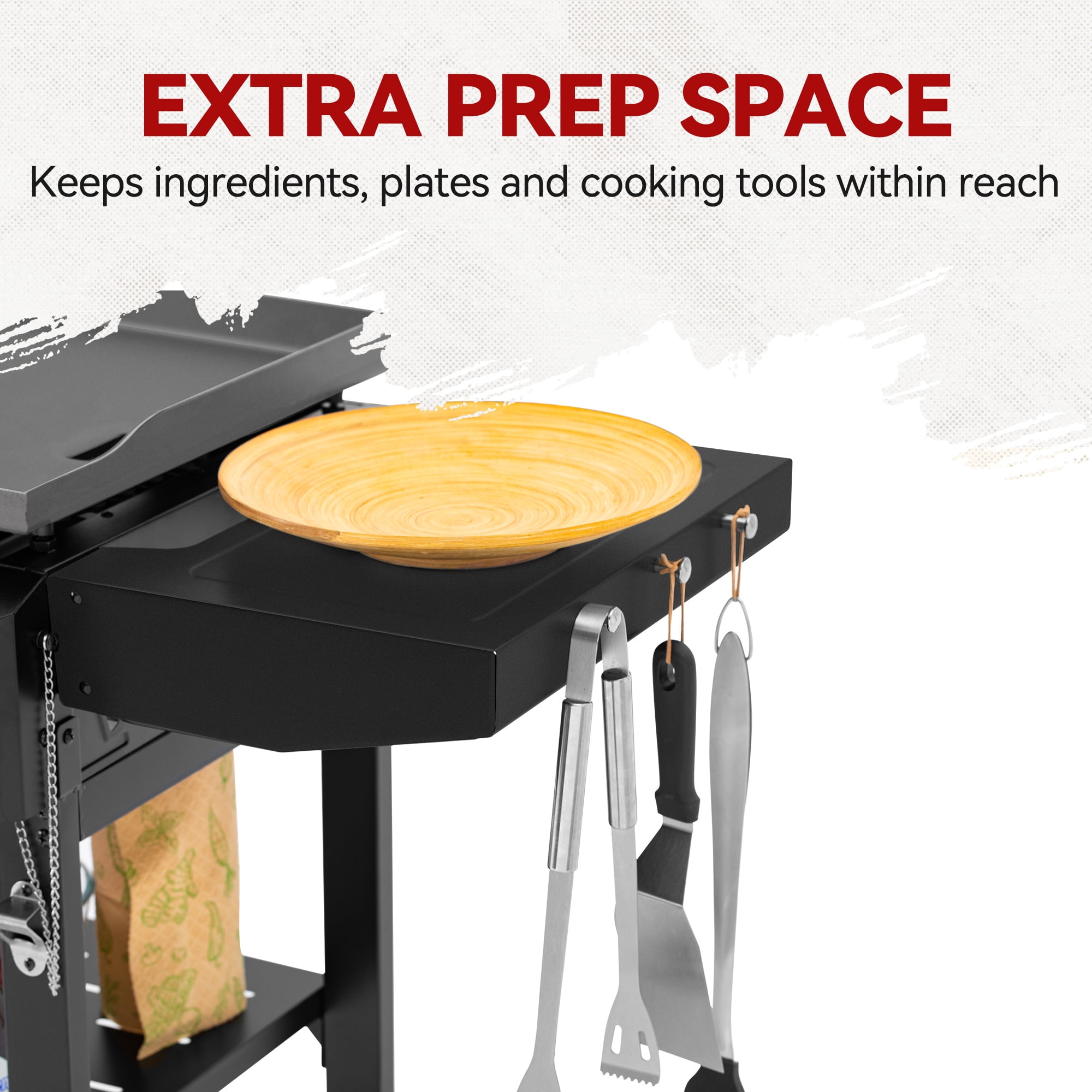 Royal Gourmet GB3000H 3-Burner Gas Griddle with Collapsible Side Shelves (Black, 28 in) 17207