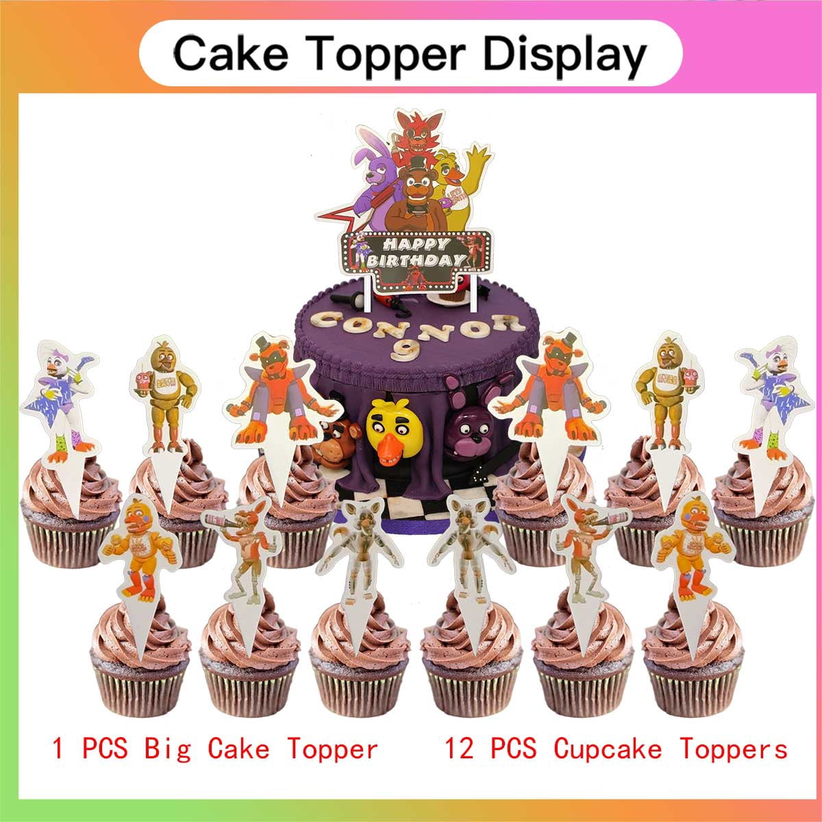 Jiaweribo Five Nights at Freddy's Birthday Party Supplies Set with Backdrop and Tableware (Multi-color, 1 Set) u0u91