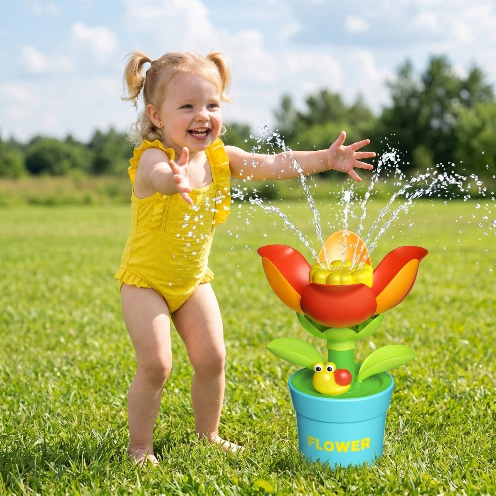YUHEDADA Automatic Rotating Outdoor Sprinkler for Garden and Yard Cooling (1 Set) oqaob