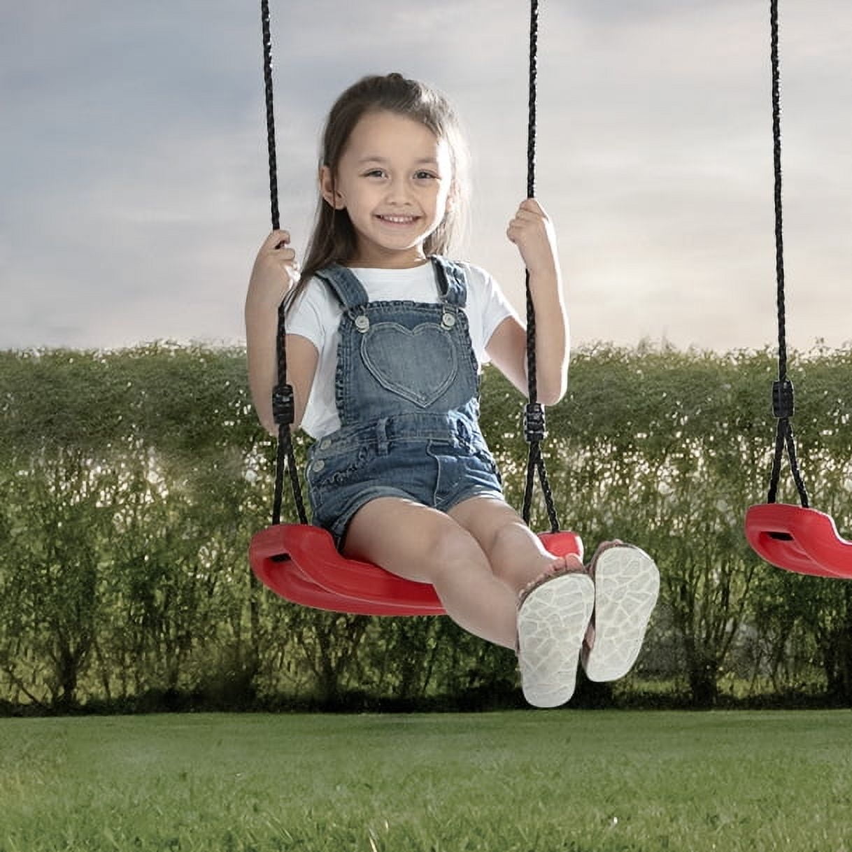 Delta Children FunZone Outdoor Metal 3-Piece Swing Set with 2 Swings and 1 Trapeze Bar (Blue/Red, 144 in W x 54 in D x 70 in H) e1y6s