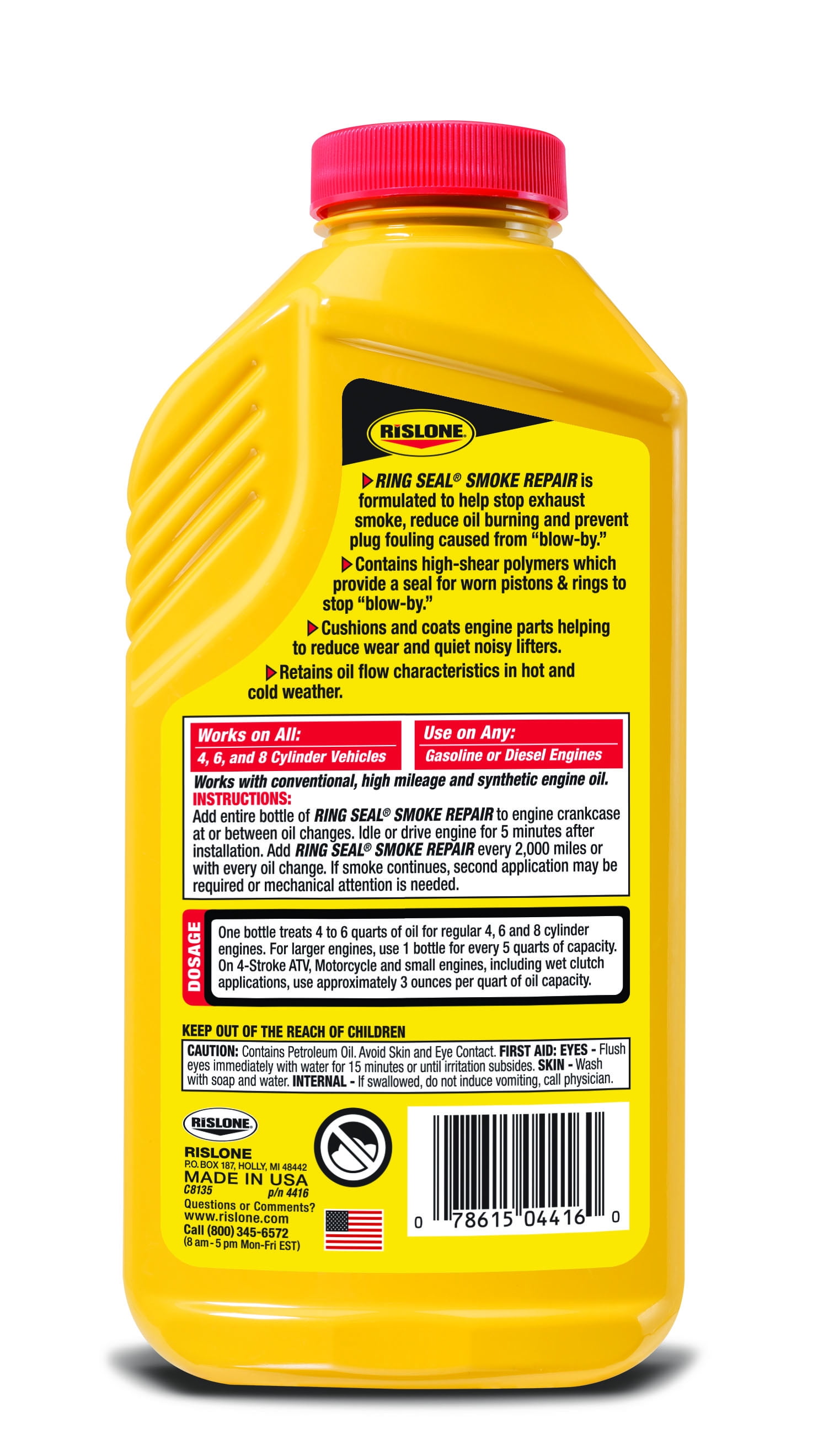 Rislone High Mileage Ring Seal Smoke Repair Automotive Oil Additive (16 oz) mt8b1