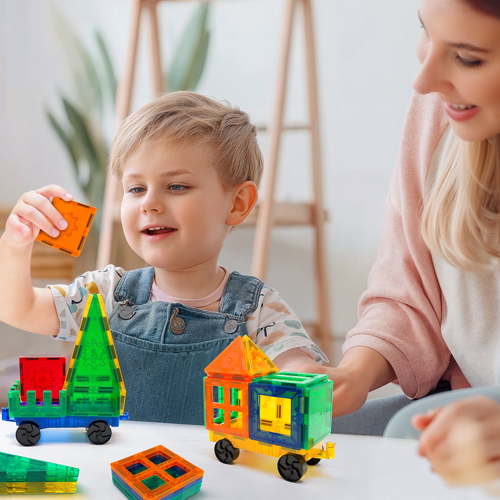 Tytan Disney Junior Mickey Mouse Magnetic Tile Building Set (41-Piece STEAM Learning Toy) xa3cs