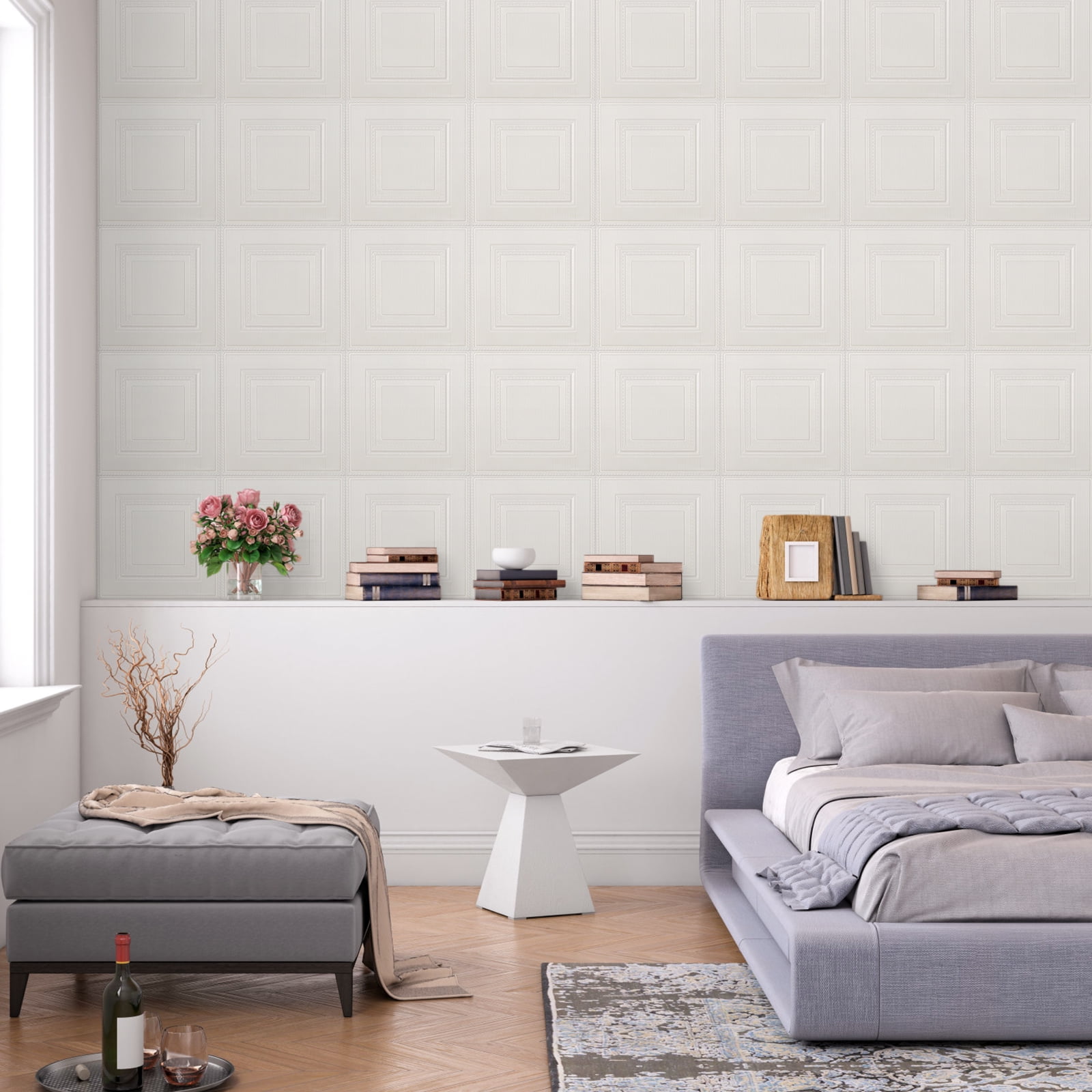 Abyssaly Peel and Stick Ceiling Tile 3D Wall Panels for Home Decor (White, 16 Pcs, 21 sq.ft.) 4hb7h