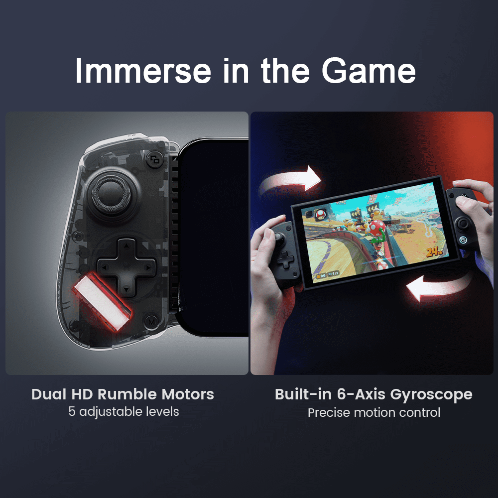 GameSir X5s Bluetooth Mobile Gaming Controller with Hall Effect Joysticks (Black, 4.13 in to 8.39 in) dqew1