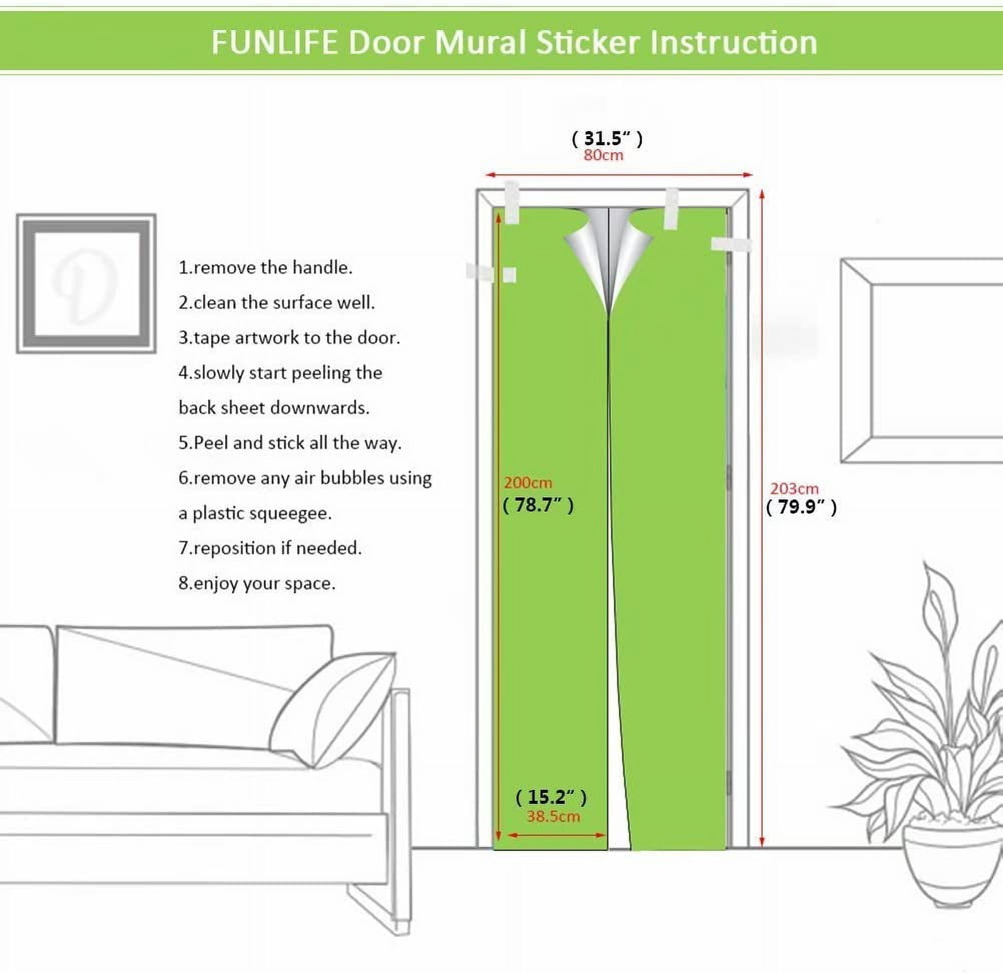 YiZeDaMS 3D Egyptian Sculpture Door Mural Wallpaper Waterproof Vinyl Home Decor Decal (Multicolor, 30.3 in x 78.7 in) jgynf