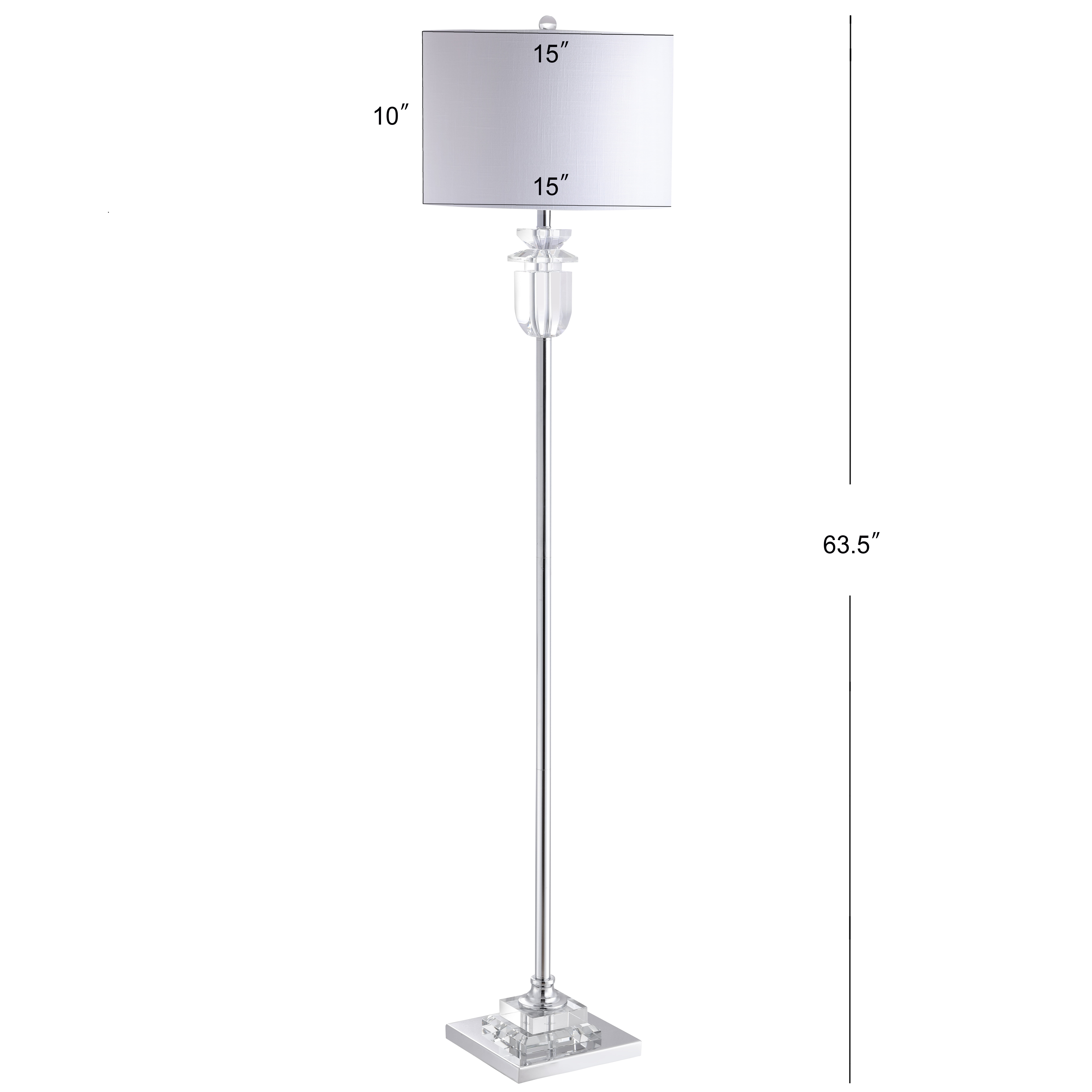 JONATHAN Y Aria Crystal LED Floor Lamp, Modern Metal Standing Light for Living Room (Clear/Chrome, 63 in) 774bn