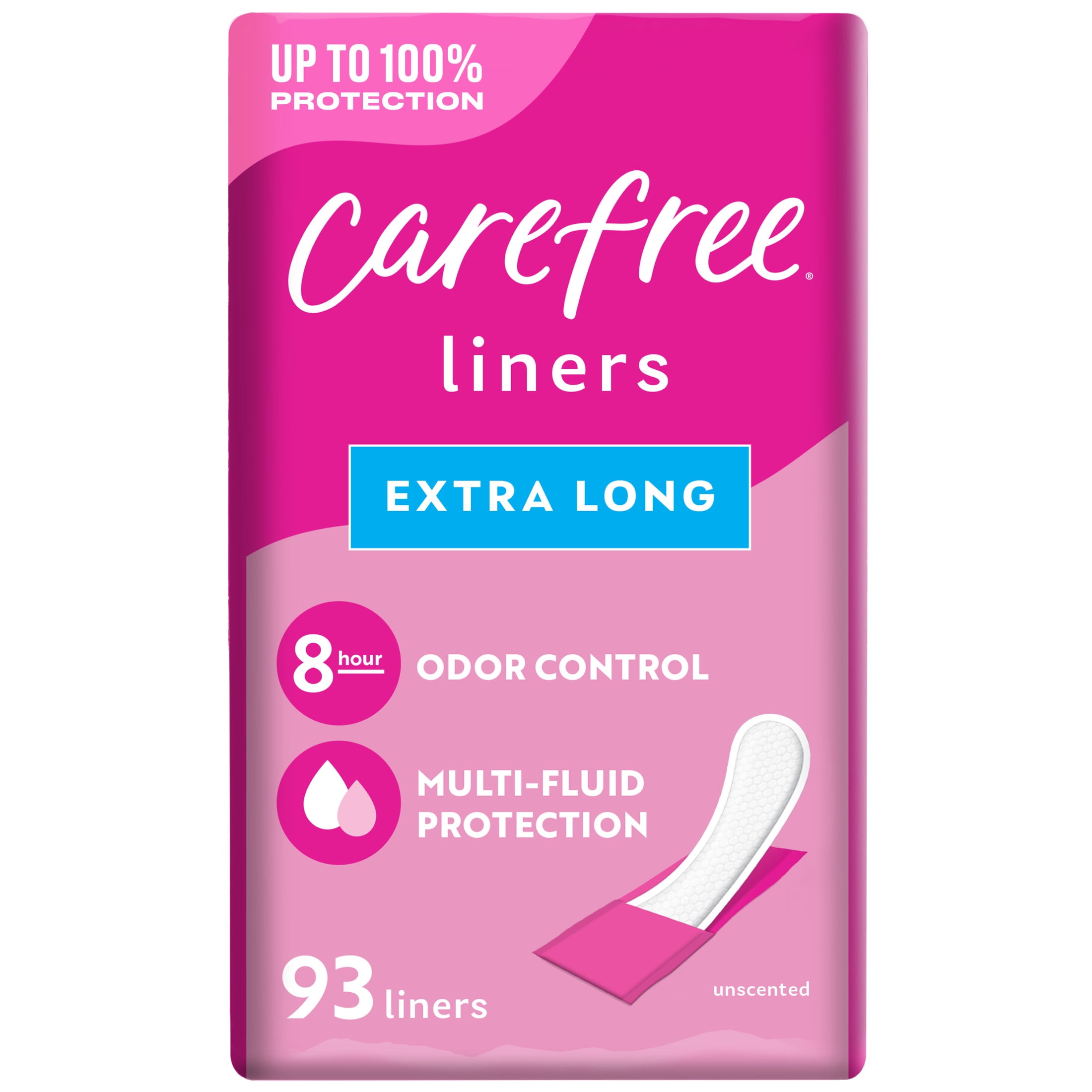 Carefree Panty Liners, Extra Long, Unscented Daily Feminine Protection (93 Count) 93a5p