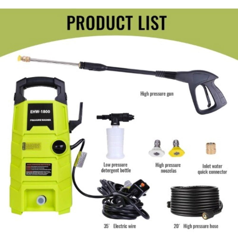 KBOROVER Electric Pressure Washer 1800 PSI 1.6 GPM, Portable Power Washer with 20 ft Hose and Foam Cannon (1800 PSI) gx8ux