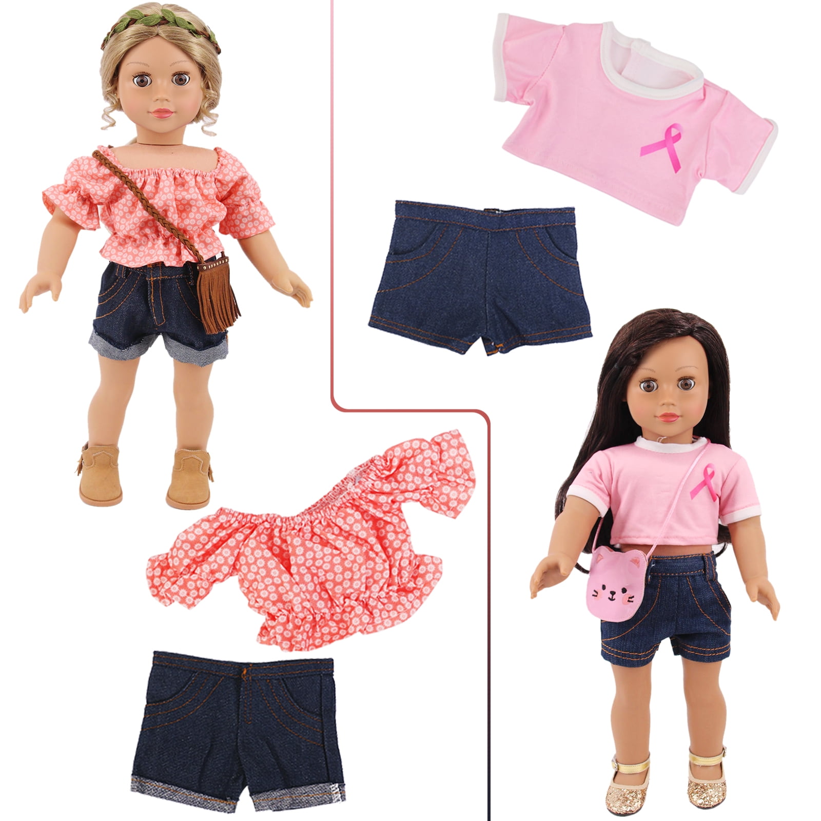 K.T. Fancy 18 Inch Doll Clothes and Accessories Set, Variety Outfits for 18-inch Dolls (10 Sets) 3jutr