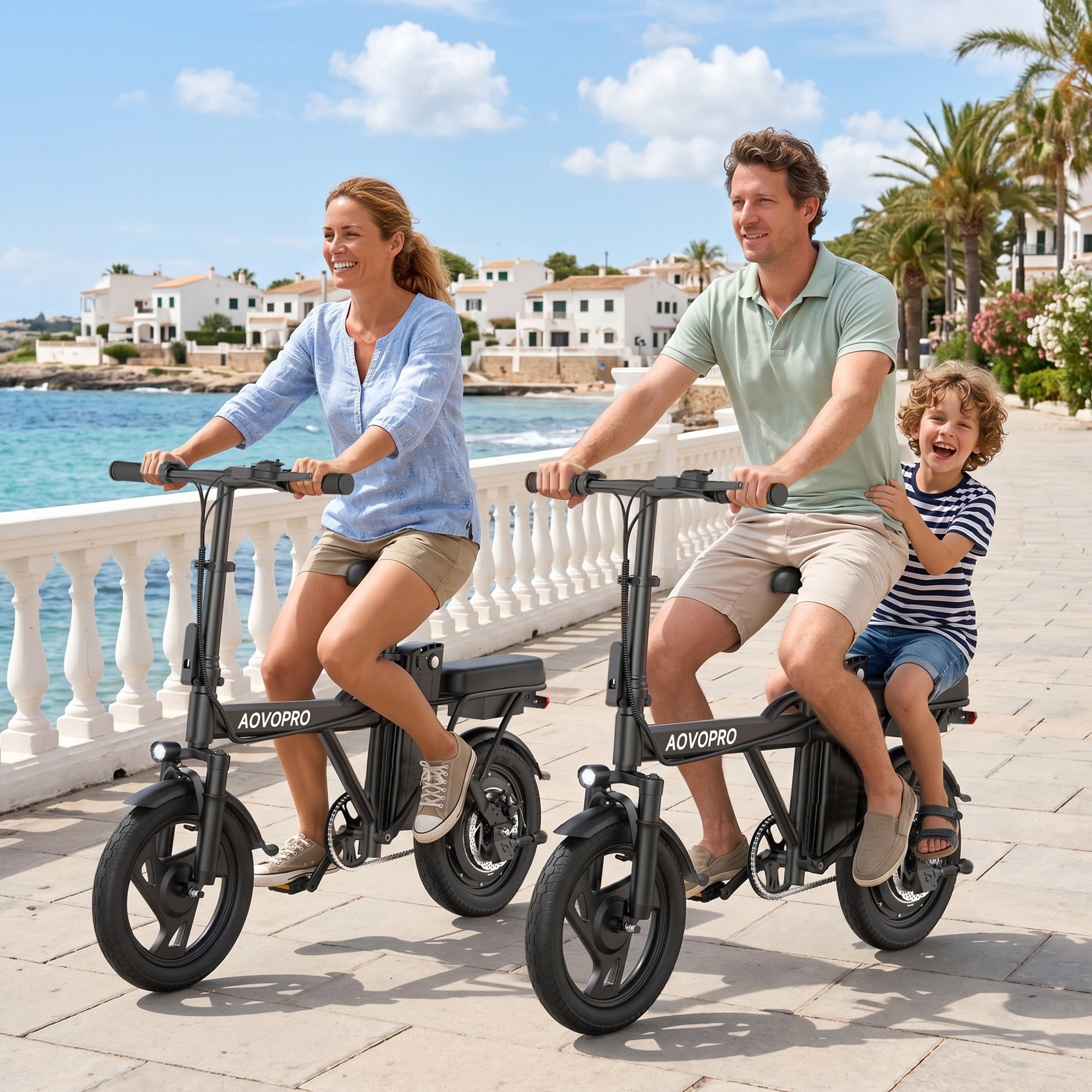 AOVOPRO AHT14 Electric Bike 500W 48V, Foldable Mini Ebike for City Commuting (Black, 14 in) i5p40
