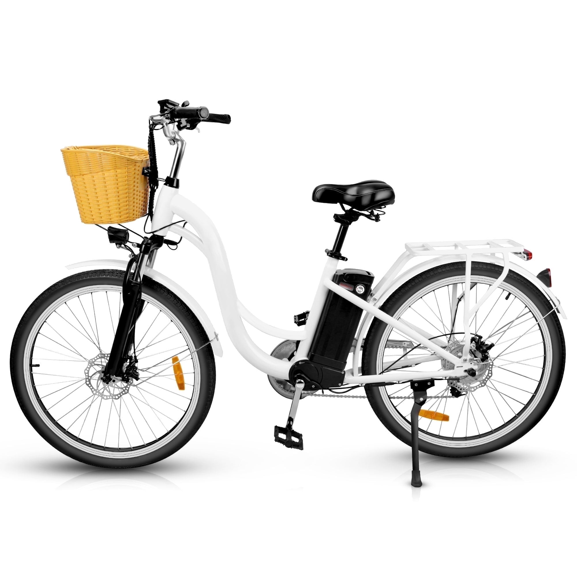 Trekpower Electric City Bike for Adults, 500W E-Commuter Bicycle with 48V 10AH Battery (Black, 26 in) vnxrz