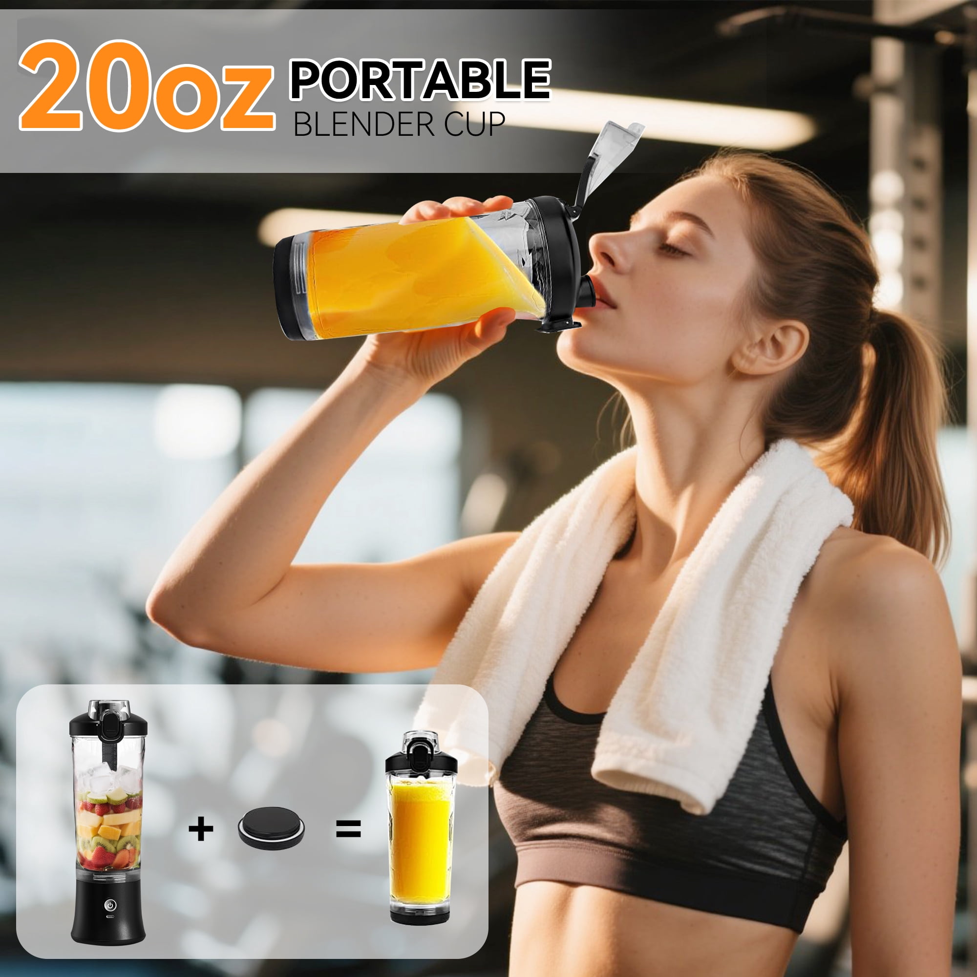 ORFELD Personal Portable Blender for Shakes and Smoothies, Rechargeable Cordless Smoothie Maker (20 oz) 53z78