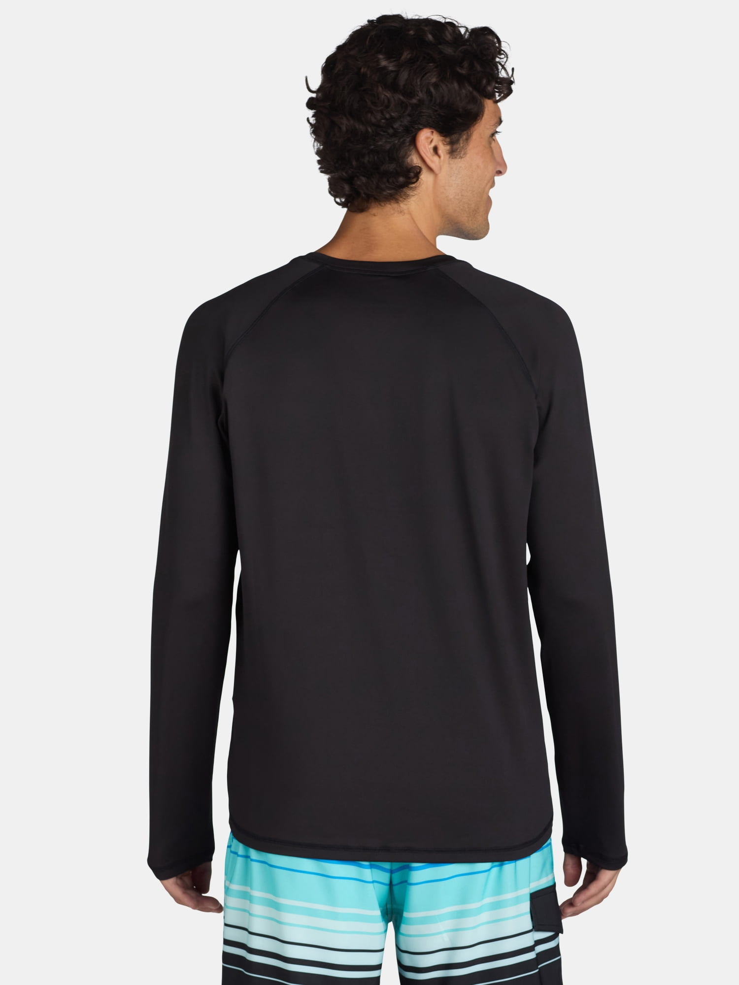 George Men's Long Sleeve Sun Shirt UPF 50+ Performance Athletic Top (Black, S) wvu15