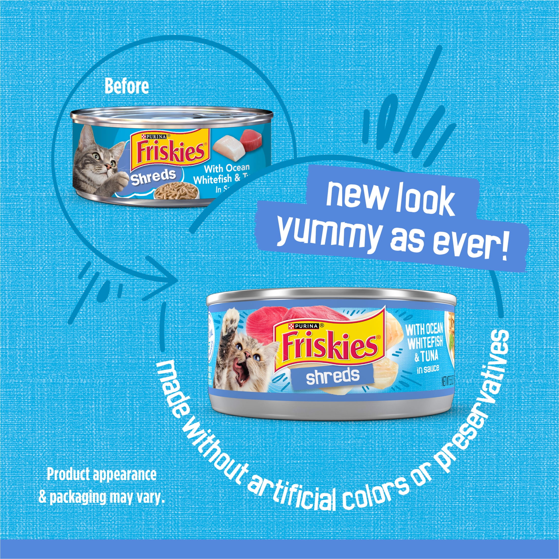 Purina Friskies Shreds Ocean Whitefish and Tuna Wet Cat Food (5.5 oz) hl2mz