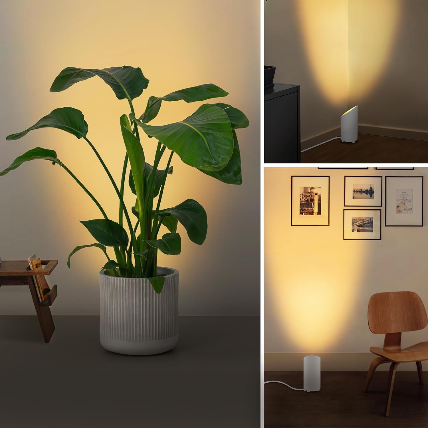 SUNVIE Indoor LED Uplight Floor Lamp with GU10 Bulbs (White, 2 Pack, 8 in Height) rx0mq