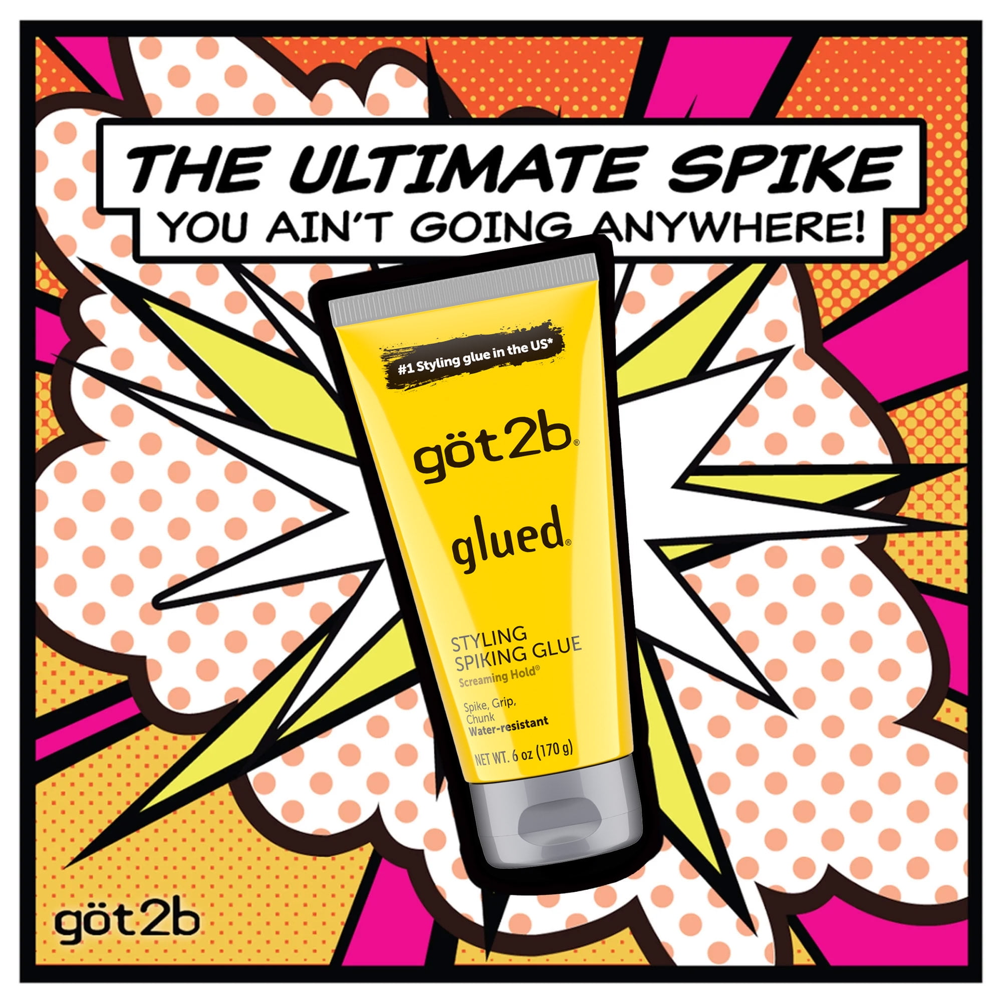 got2b Glued Styling Spiking Hair Gel, Water-Resistant, Screaming Hold for Bold Hairstyles (6 Pack, 6 oz) m7xb7