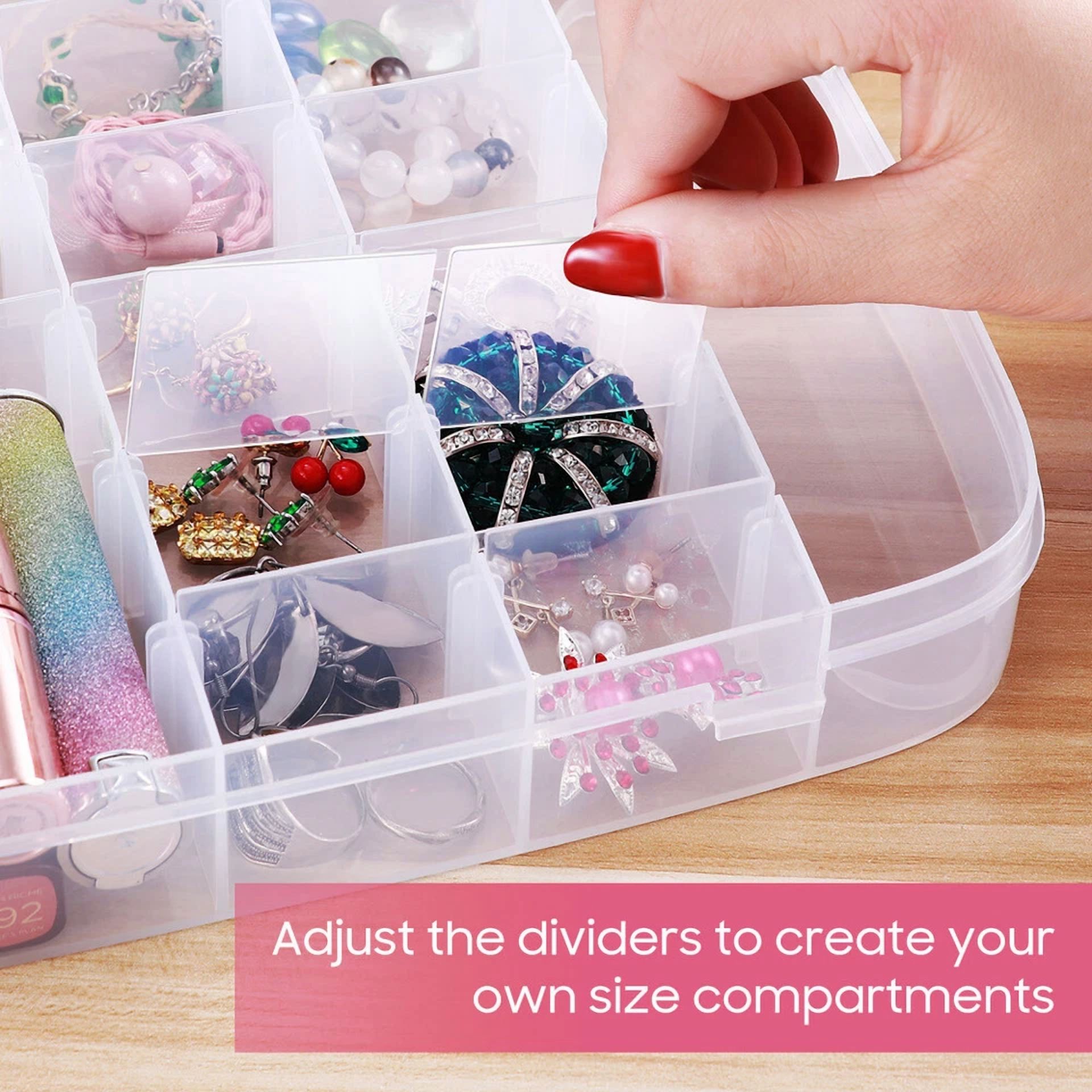 Flint Plastic Storage Organizer with Adjustable Dividers (Clear, 12 in x 8 in x 2 in) 7xj3t