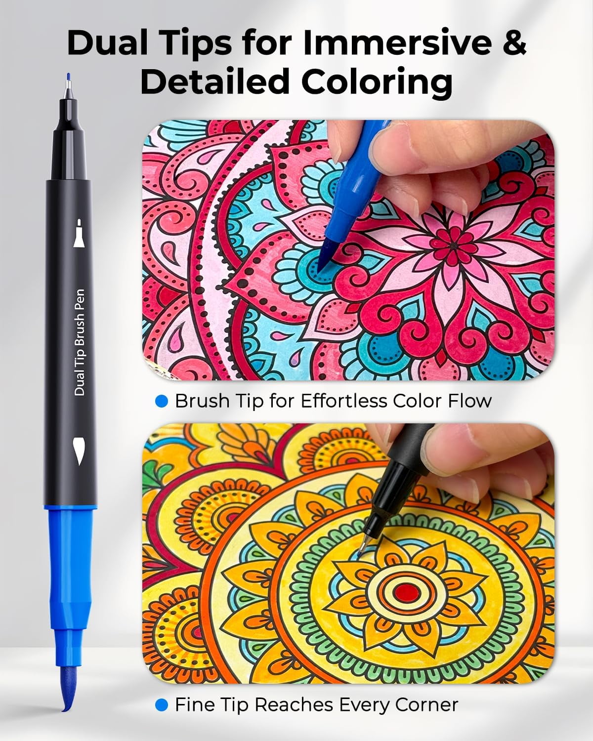 JusArt Dual Tip Art Markers Set, Professional Water-Based Drawing Pens for Adult Coloring (60 Colors, 60 Count) cux54