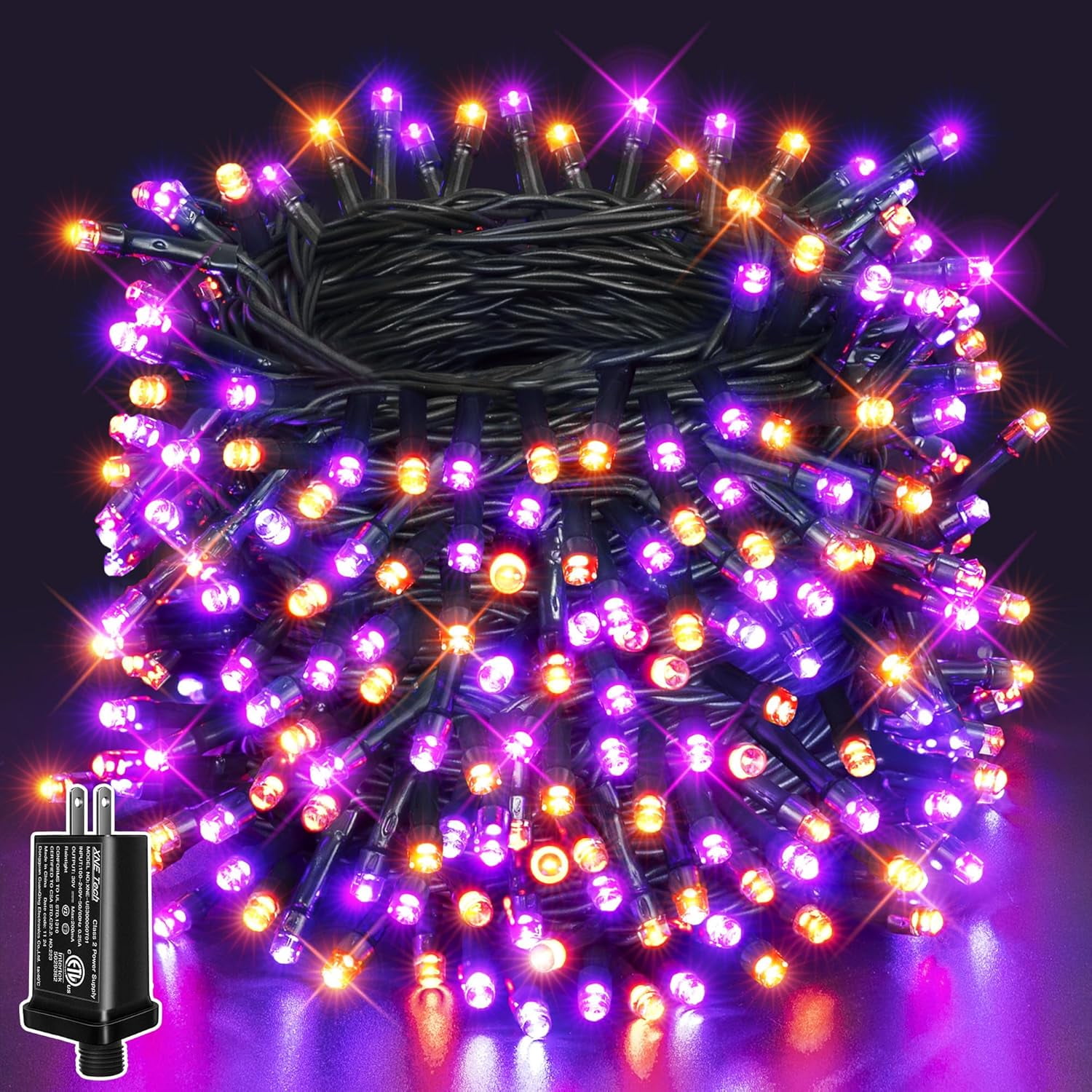Generic 200 LED Halloween String Lights, Waterproof Outdoor Decorative Lighting with 8 Modes (Orange and Purple, 66 ft) hxw36