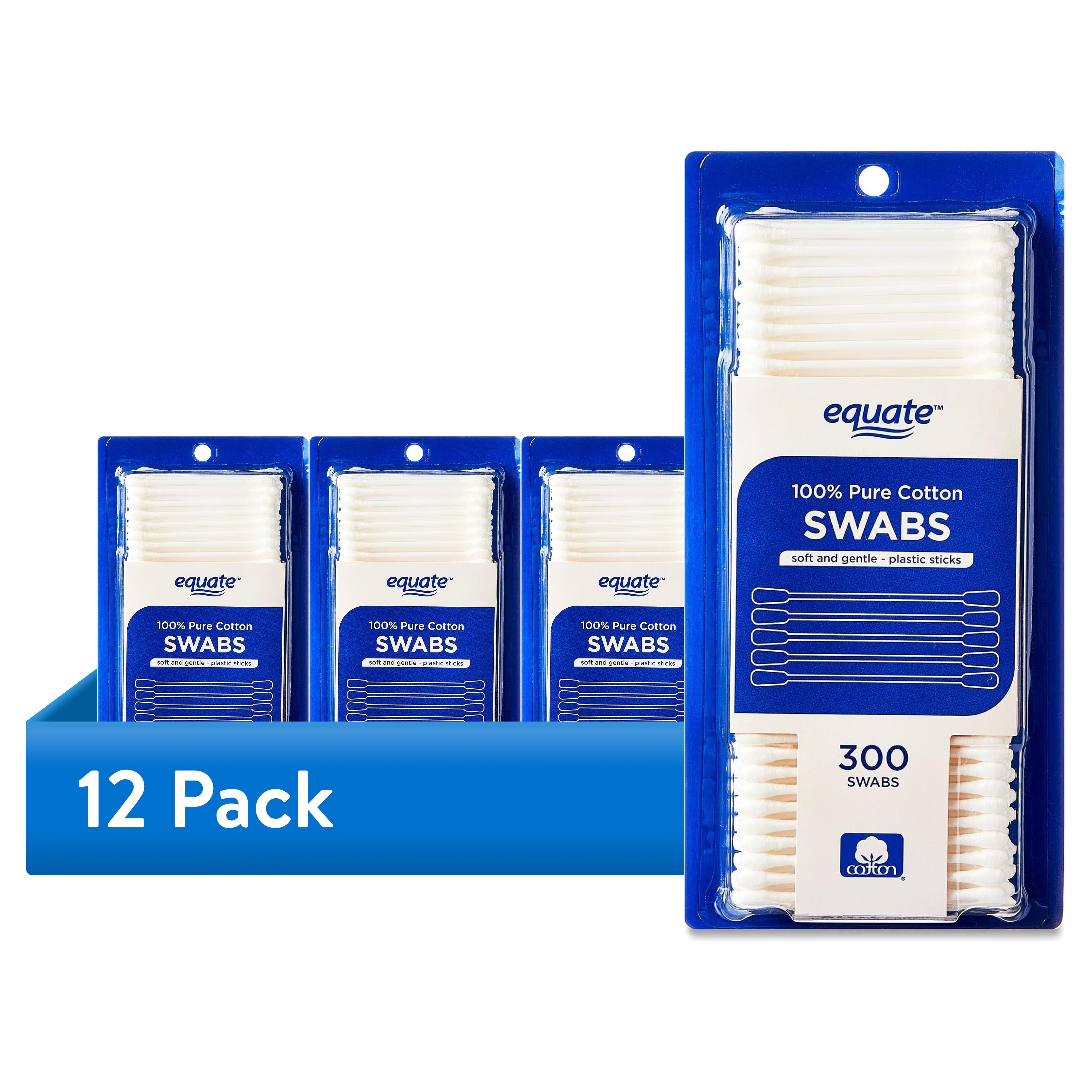 Equate Cotton Swabs, Soft and Hygienic Dual-Tip Applicators (12 Pack, 3600 Count Total) nm2vw