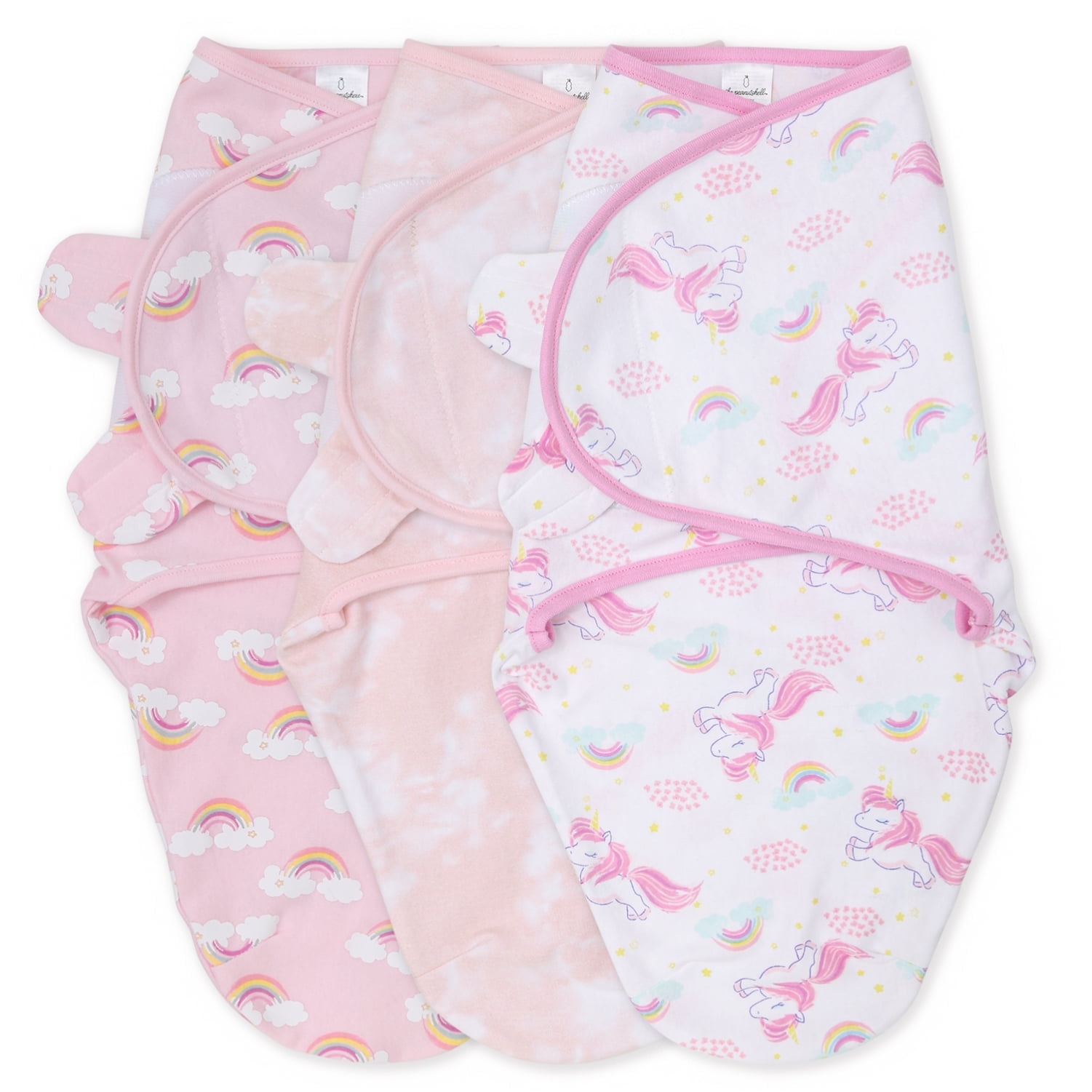 The Peanutshell Newborn Baby Swaddle Wrap Set (Rainbow Unicorn, 3 Pack) kd26v