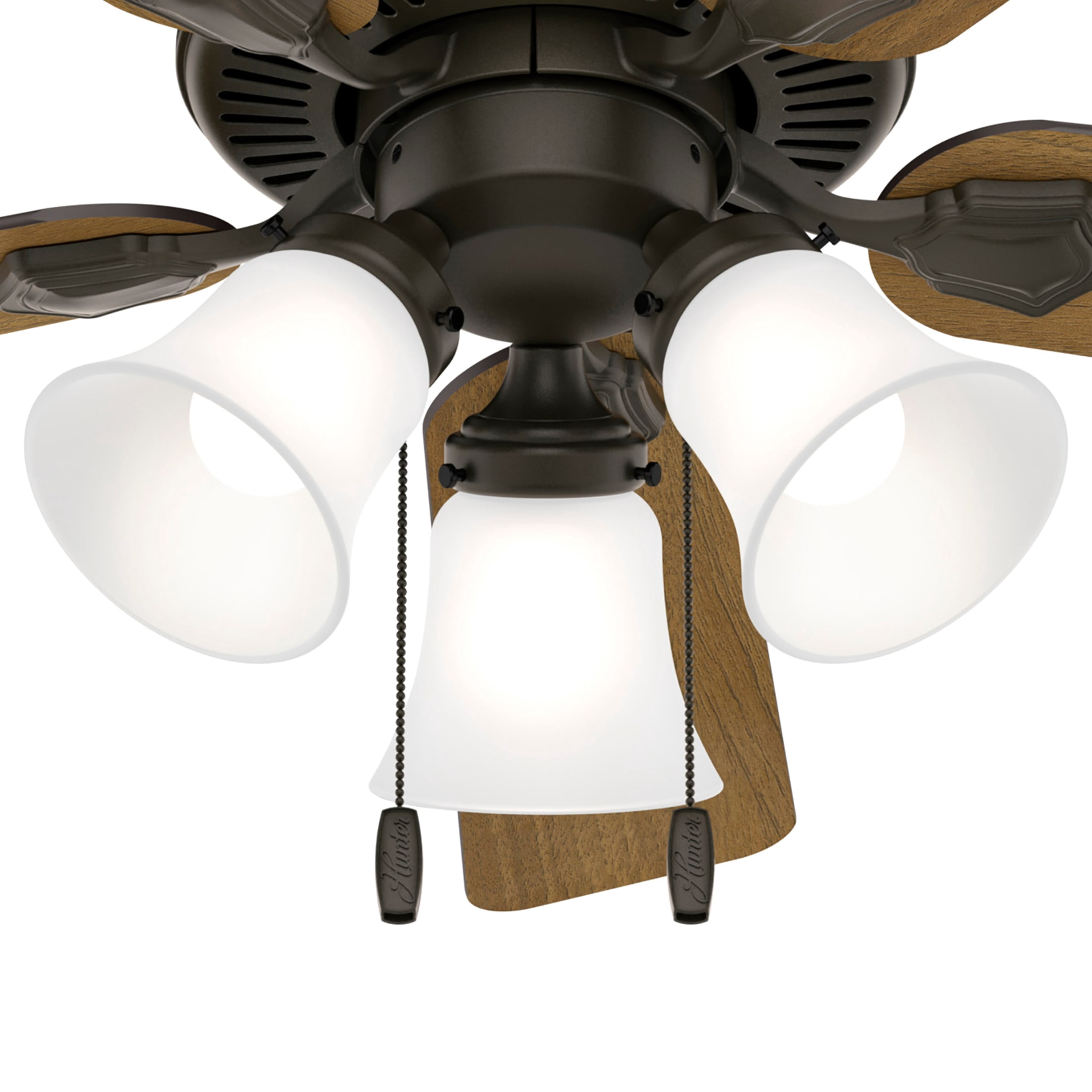 Hunter Swanson Indoor Ceiling Fan with Light, Traditional 3-Speed Motor, Reversible Blades (New Bronze, 44 in) b1fg0