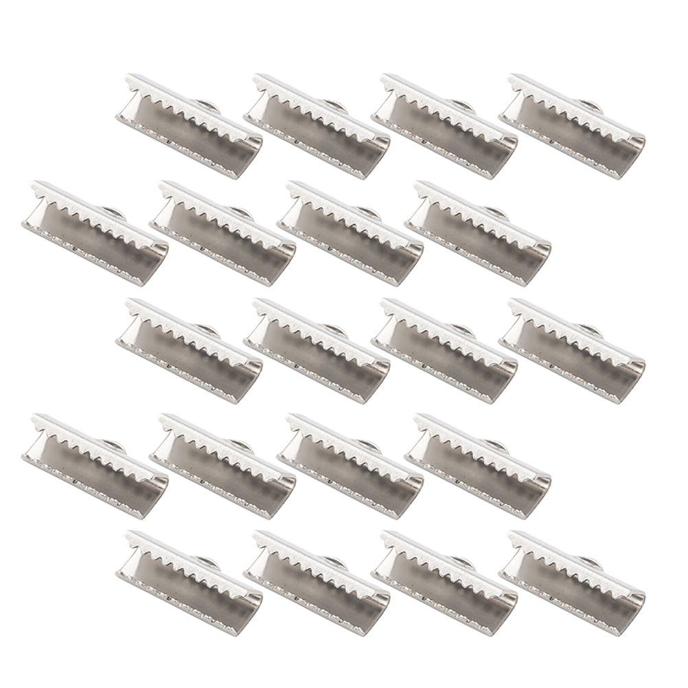 Qnmwood Stainless Steel Ribbon Clamps for Jewelry Making (Silver, 100 Pieces, 0.51 in) 1yomp