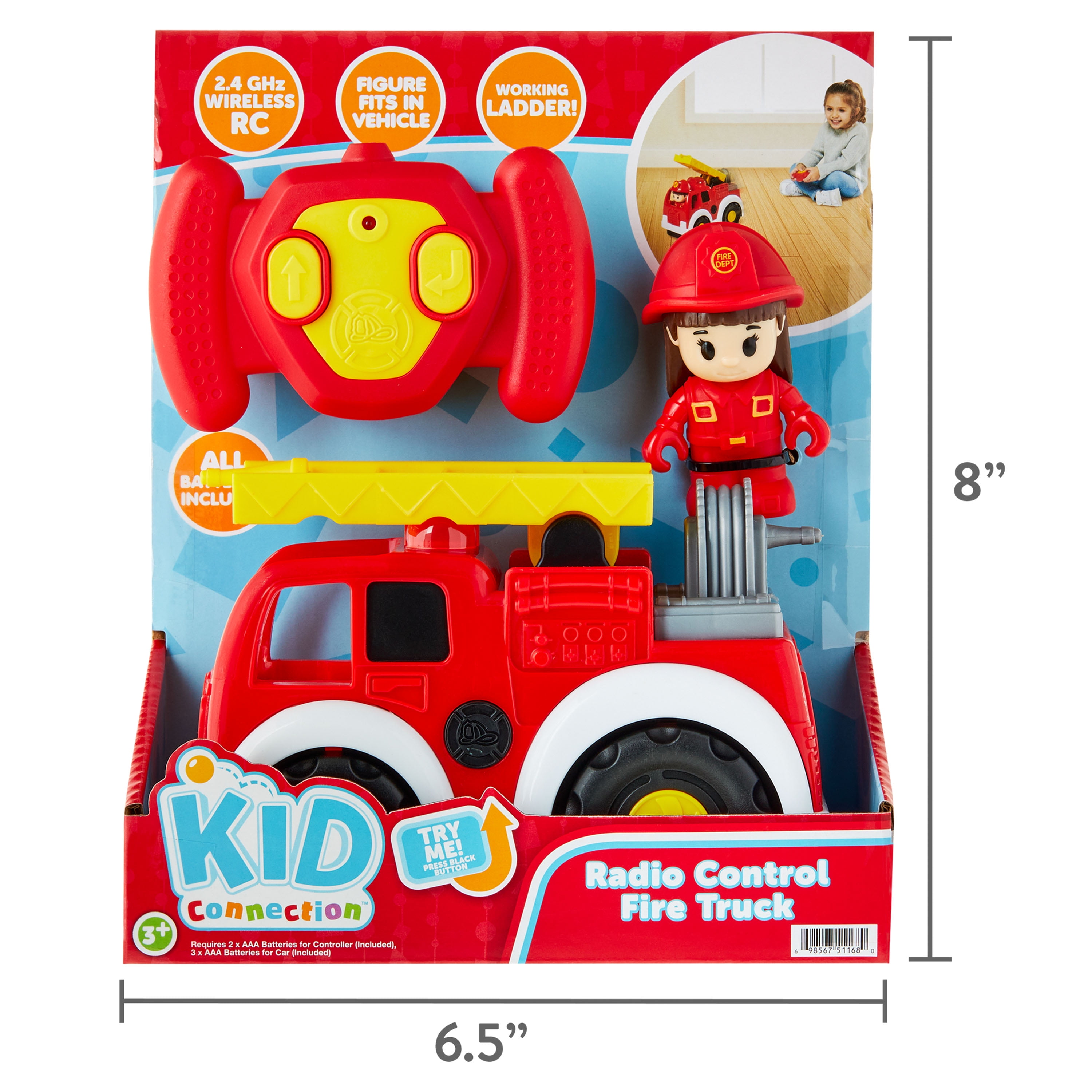 Kid Connection Radio Control Fire Truck with Working Ladder and Lights (Red, 1 Set) ji38n