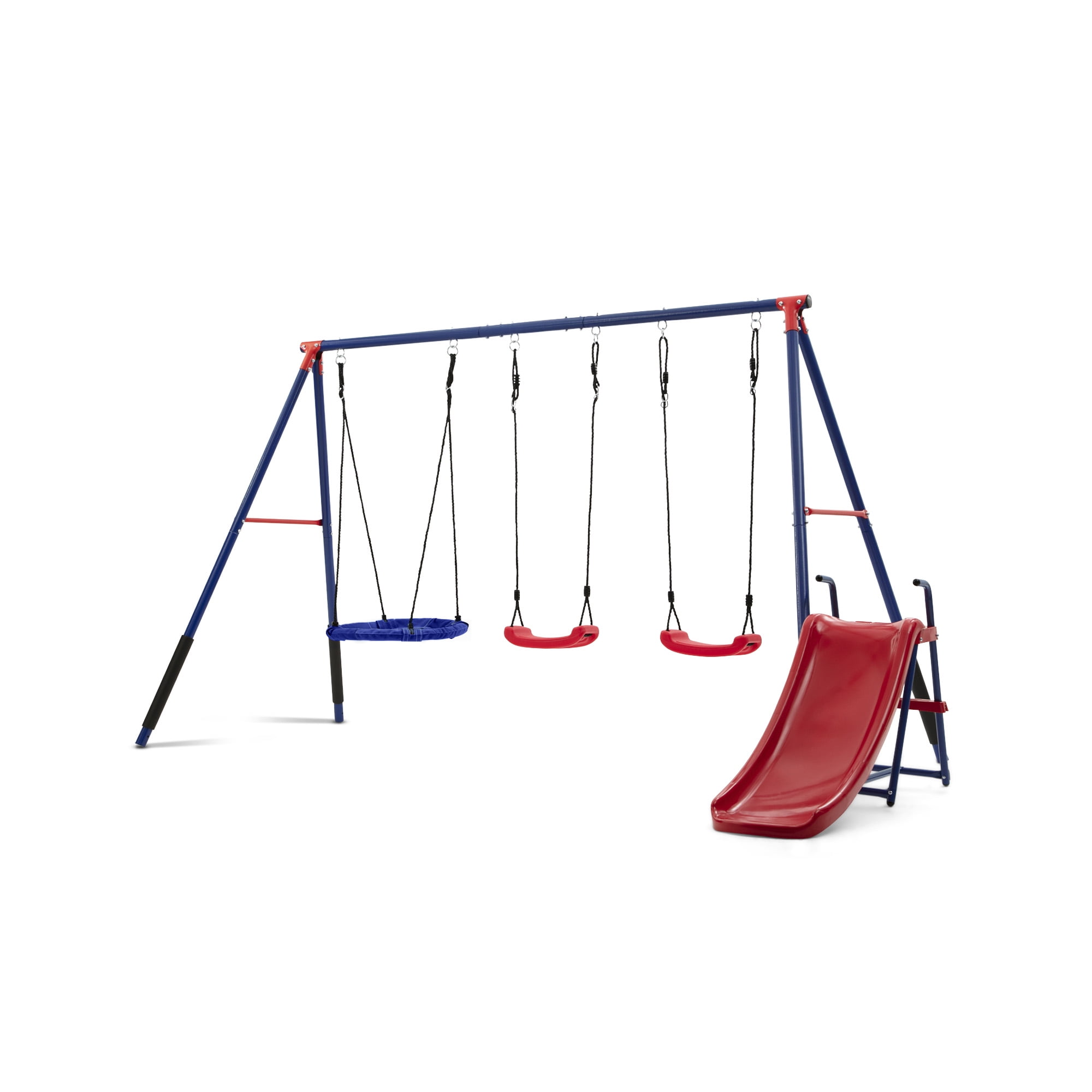 Delta Children FunZone Outdoor Metal 4-Piece Swing Set (Blue/Red, 109.4 in W x 54 in D x 68.9 in H) bfc6b