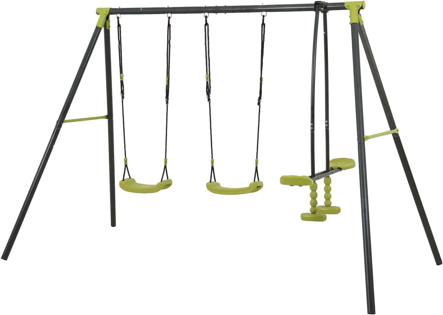 Segmart Heavy Duty Outdoor Metal Swing Set for Backyard with 2 Belt Swings and Glider (Green) f1rob