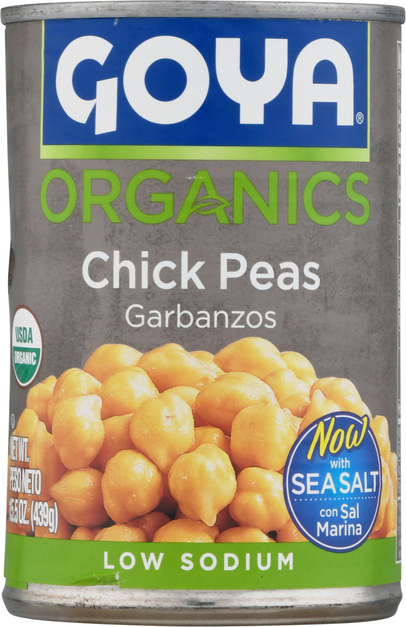 Goya Organic Chick Peas, Low Sodium, Premium Garbanzo Beans (24 Pack, 15.5 oz) tr57l