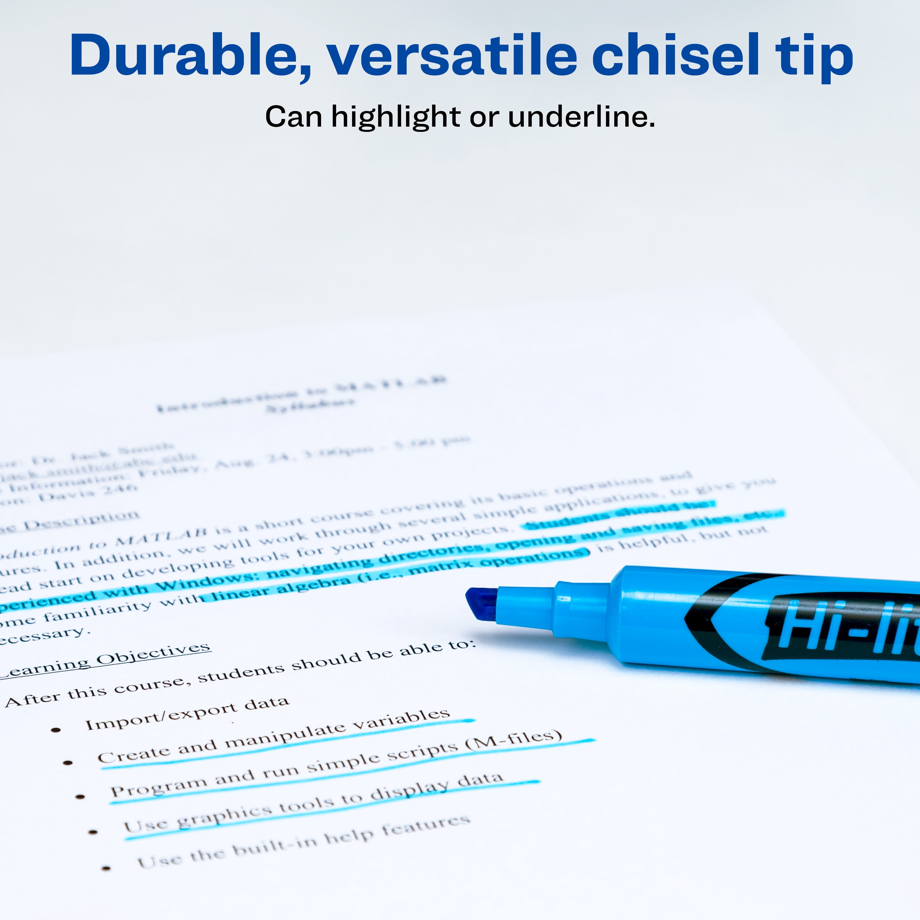 Avery Hi-Liter Desk-Style Highlighter, Smear-Resistant Ink, Fluorescent Blue (1 Pack) z6rkp