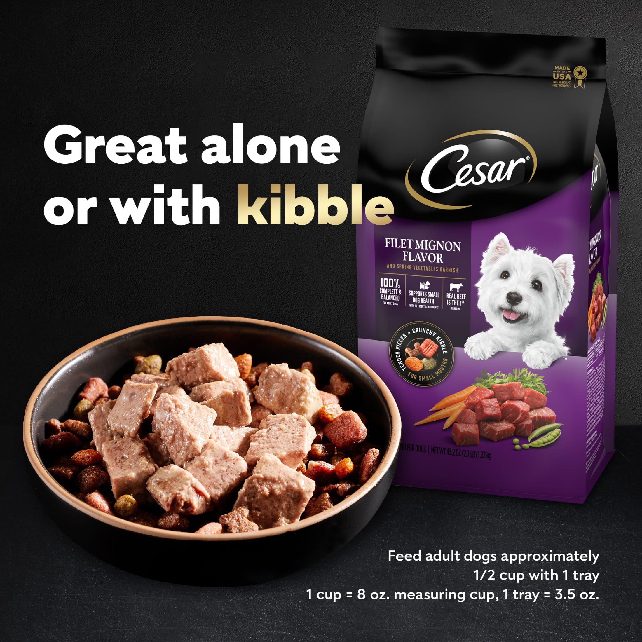 Cesar Soft Wet Dog Food, Classic Loaf in Sauce, Filet Mignon Flavor (24 Pack, 3.5 oz Trays) 3rbkt