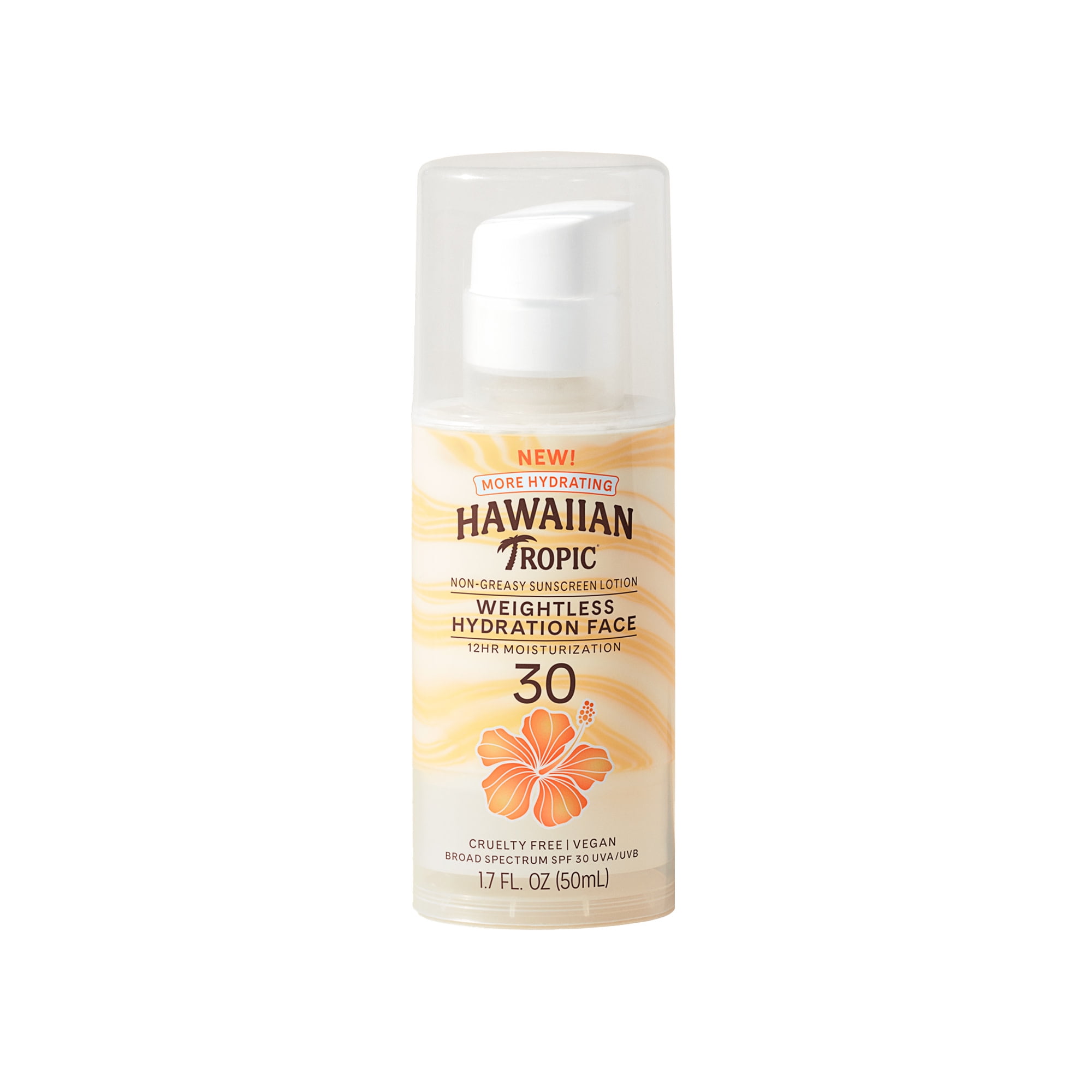 Hawaiian Tropic Weightless Hydration Face Sunscreen SPF 30 (White, 4 Pack, 1.7 oz) vibj8