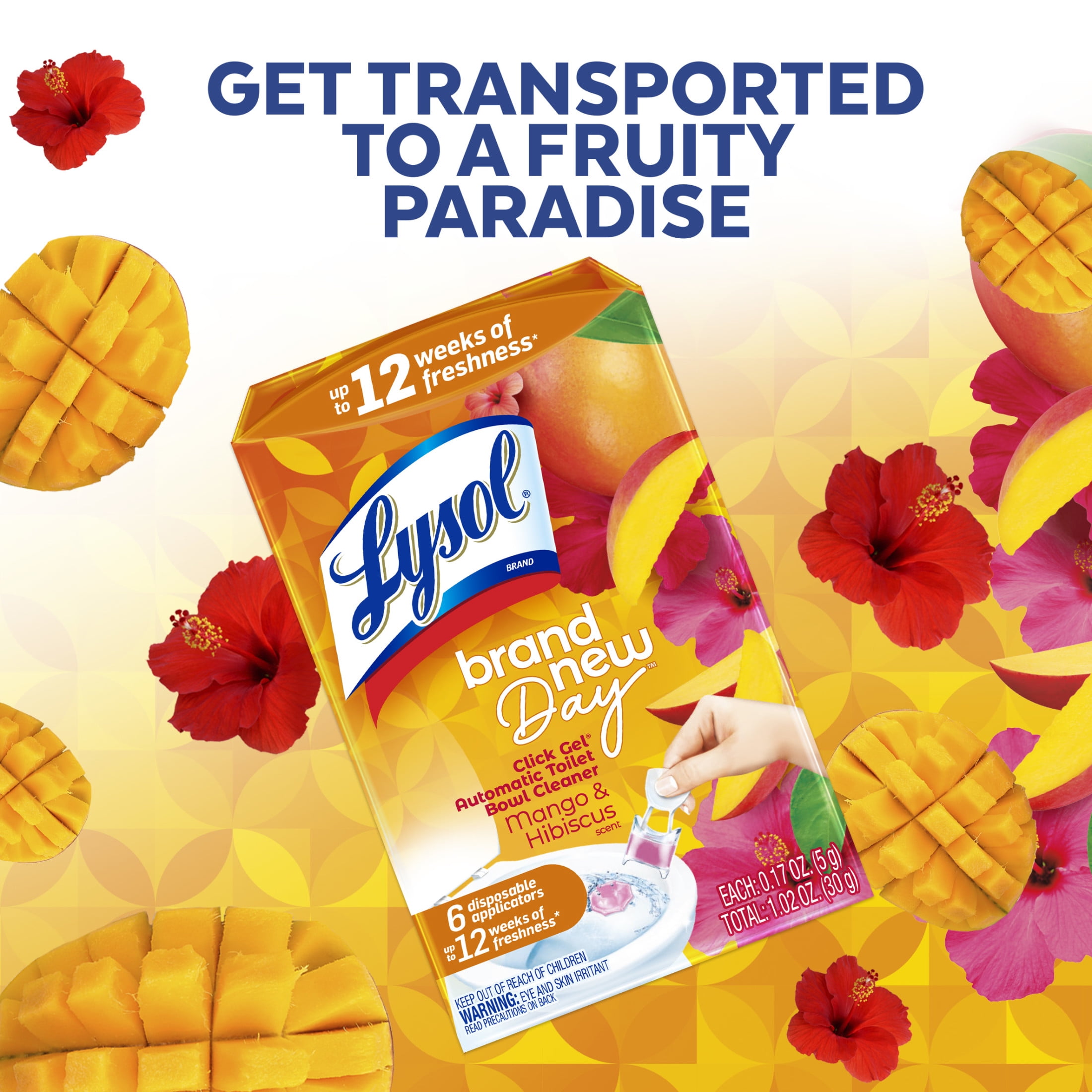Lysol Click Gel Automatic Toilet Bowl Cleaner, Mango & Hibiscus Scent (6 Count, 0.68 oz) i5ngi