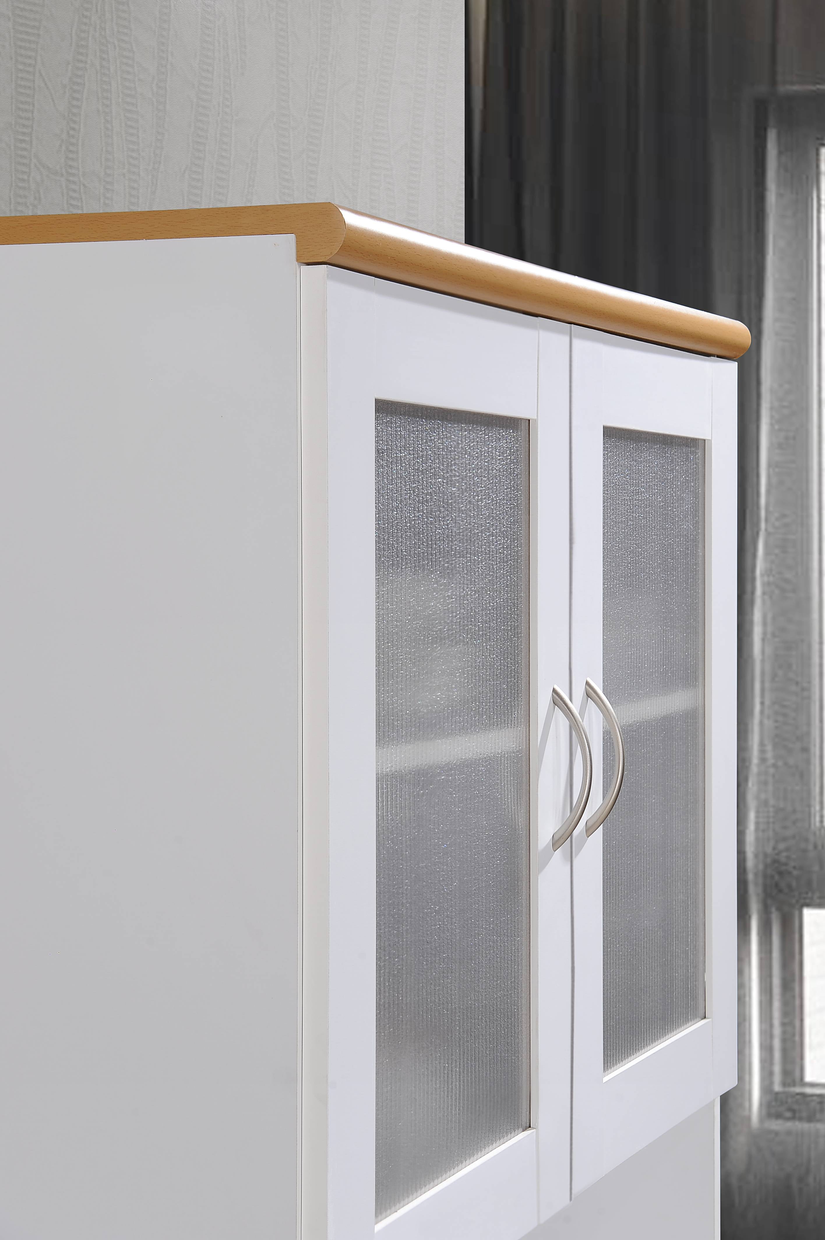 Hodedah Tall Free Standing Kitchen Cabinet with Microwave Storage and Drawer (White, 79 in. H x 32 in. W x 17 in. D) zf1pn