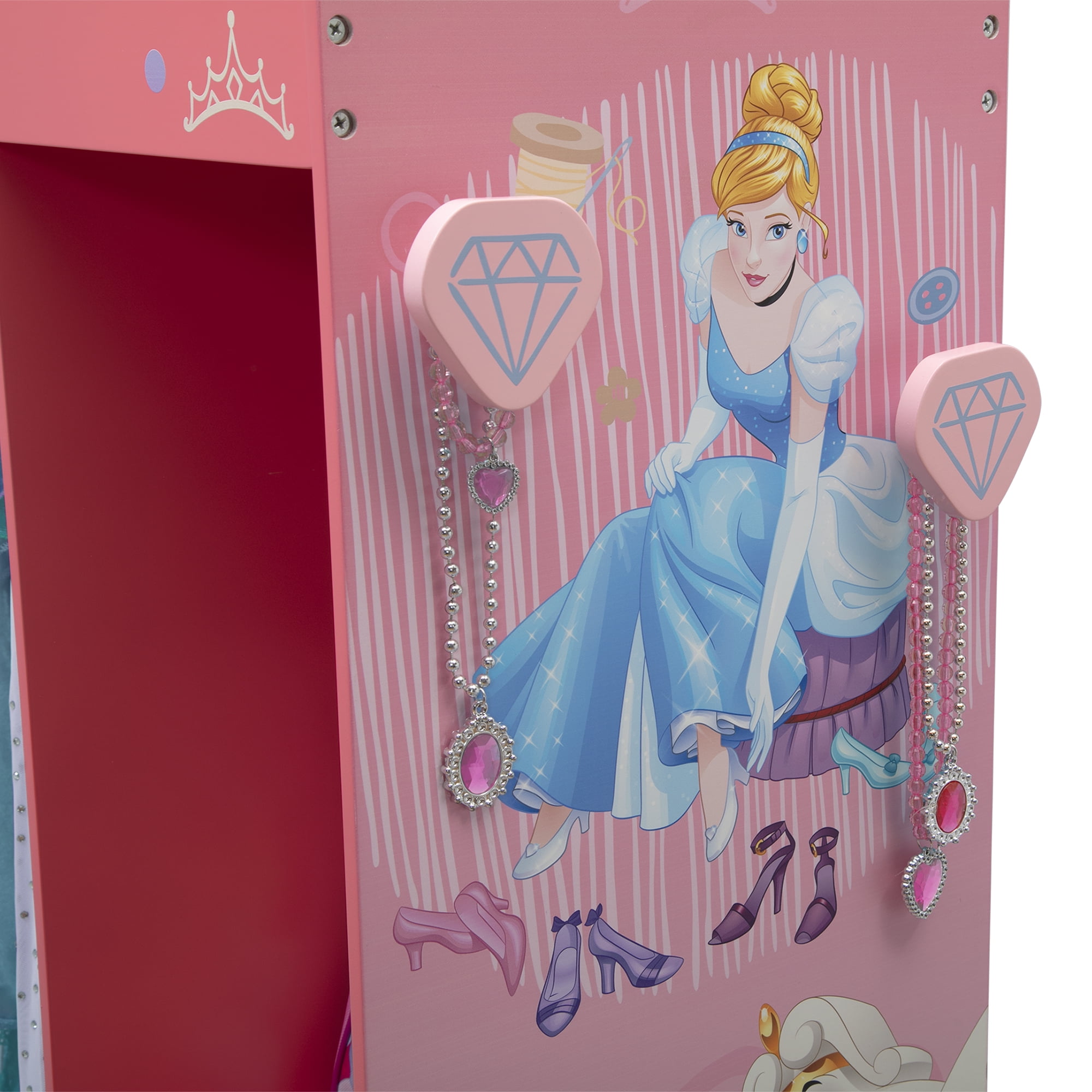 Disney Princess Dress & Play Boutique Costume Storage Wardrobe with Mirror (Pink, 37.8 in W x 18.11 in D x 47.64 in H) 7xbhz