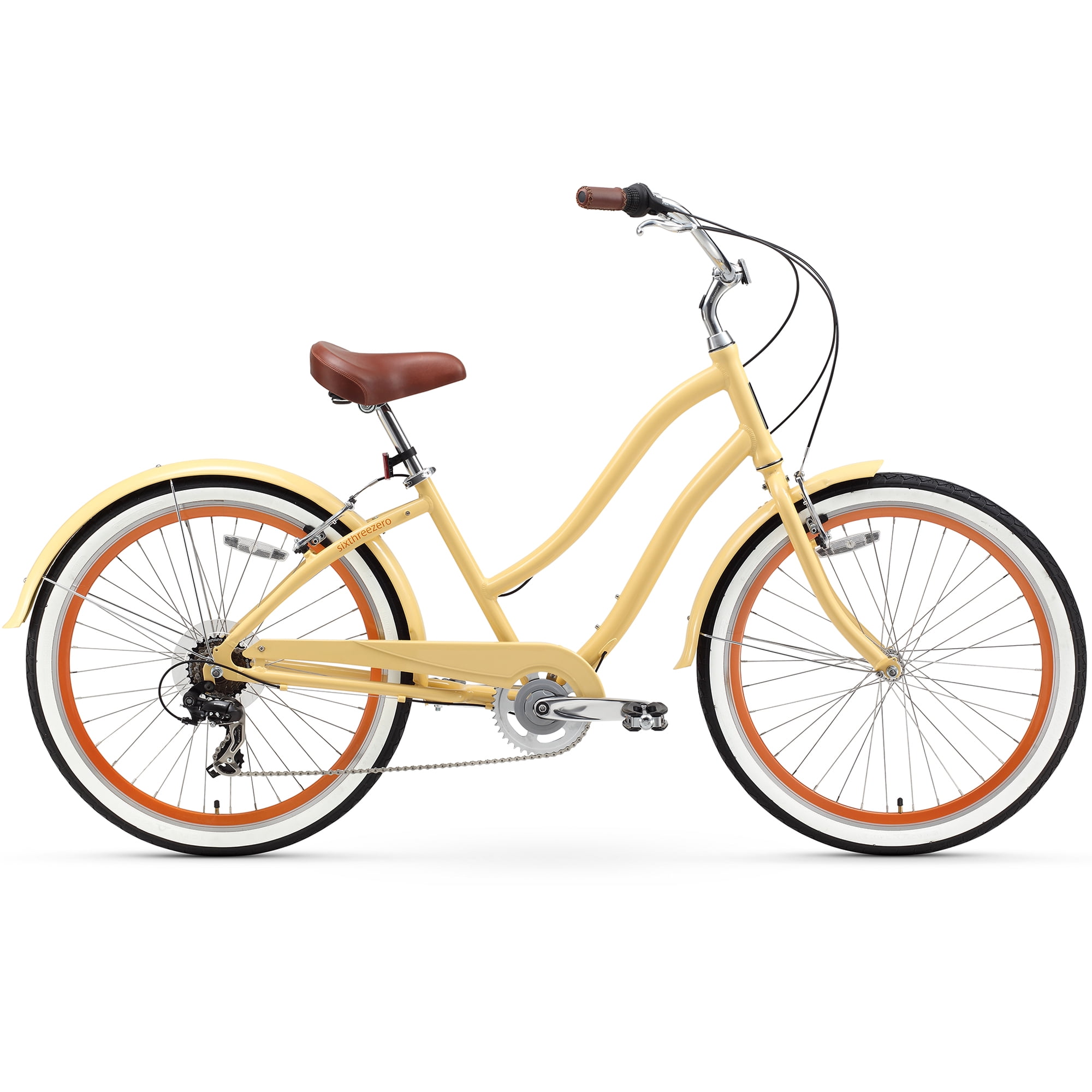 sixthreezero Every Journey Women's 7-Speed Hybrid Cruiser Bicycle (Cream, 17.5 in Frame, 26 in Wheels) l50xc