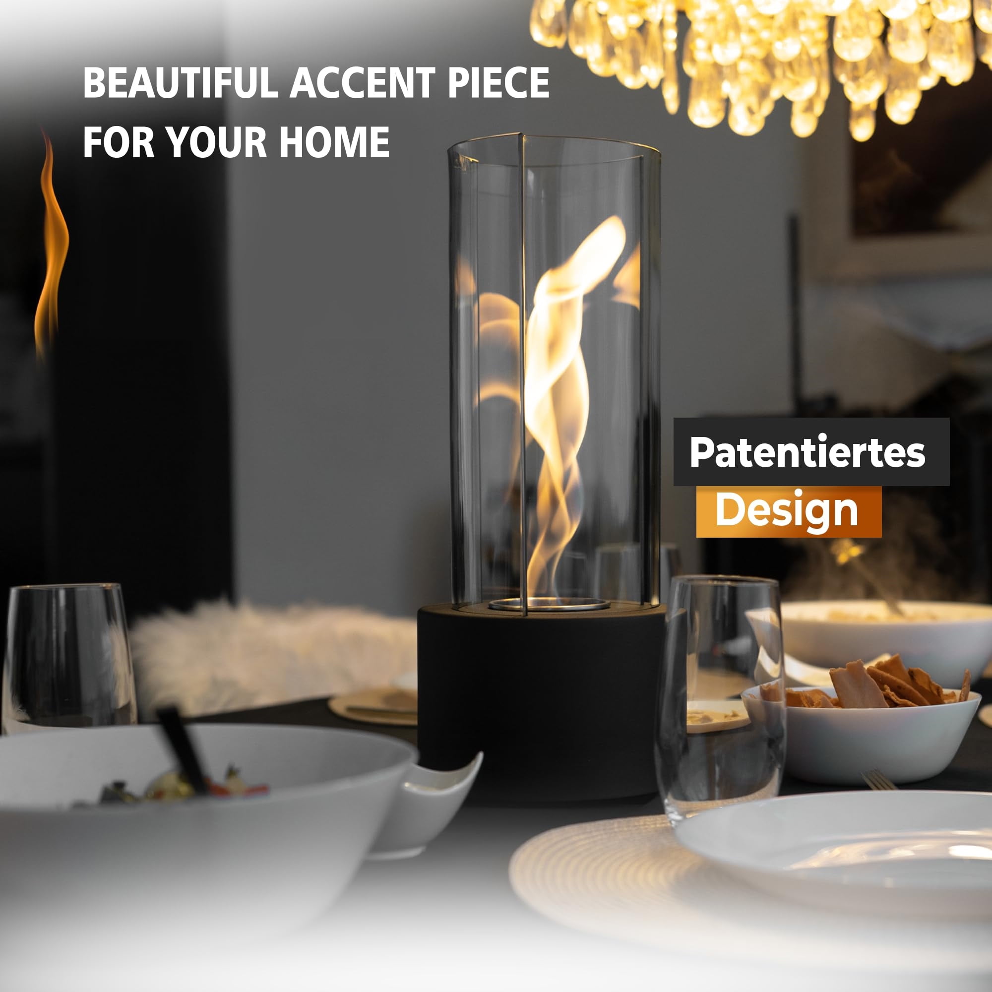 CROWN FIRE Tornado Tabletop Firepit Portable Round Metal Fireplace for Home Decor (Black, 3 lb) bs8l8