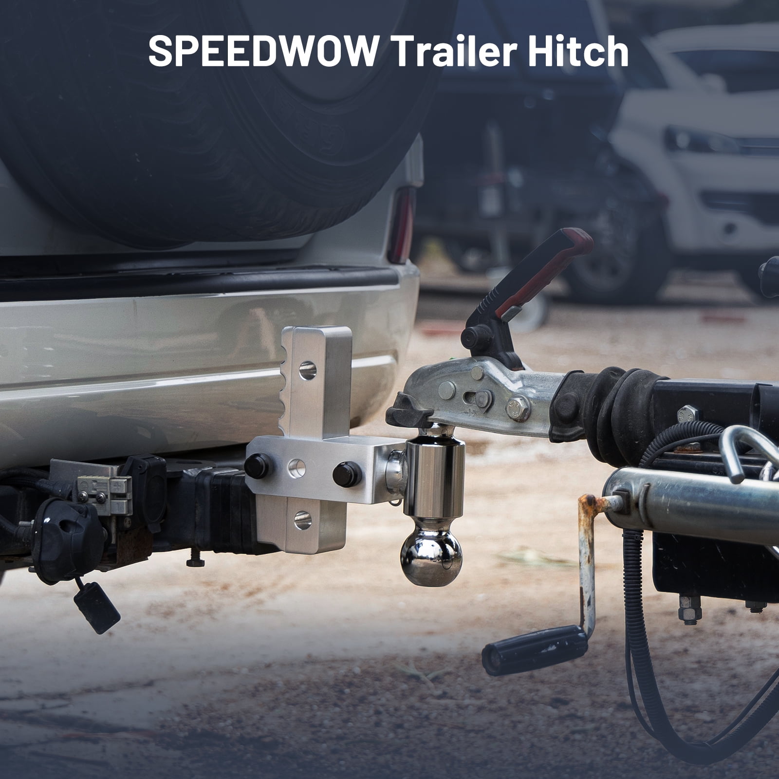 SPEEDWOW Adjustable Trailer Hitch, Heavy-Duty Dual Ball Mount with 6 in Drop/Rise for 2 in Receiver (20000 lb, Silver) 98rje
